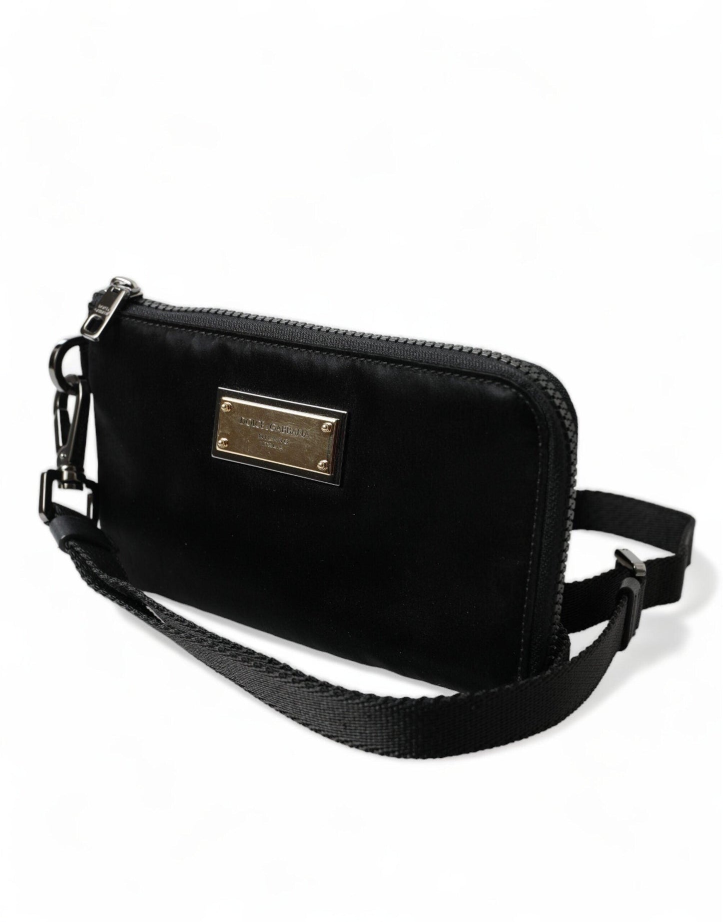 Dolce & Gabbana Elegant Black Nylon & Leather Pouch - Arichezz.store