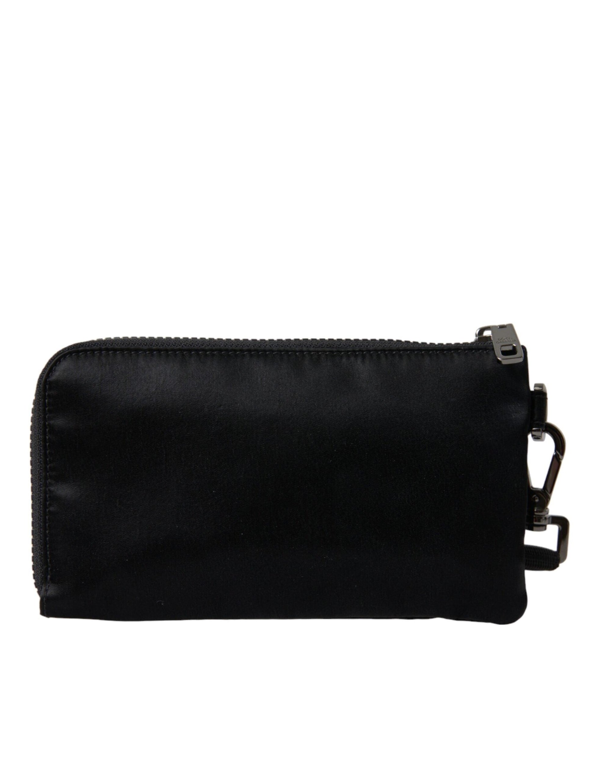 Dolce & Gabbana Elegant Black Nylon & Leather Pouch - Arichezz.store