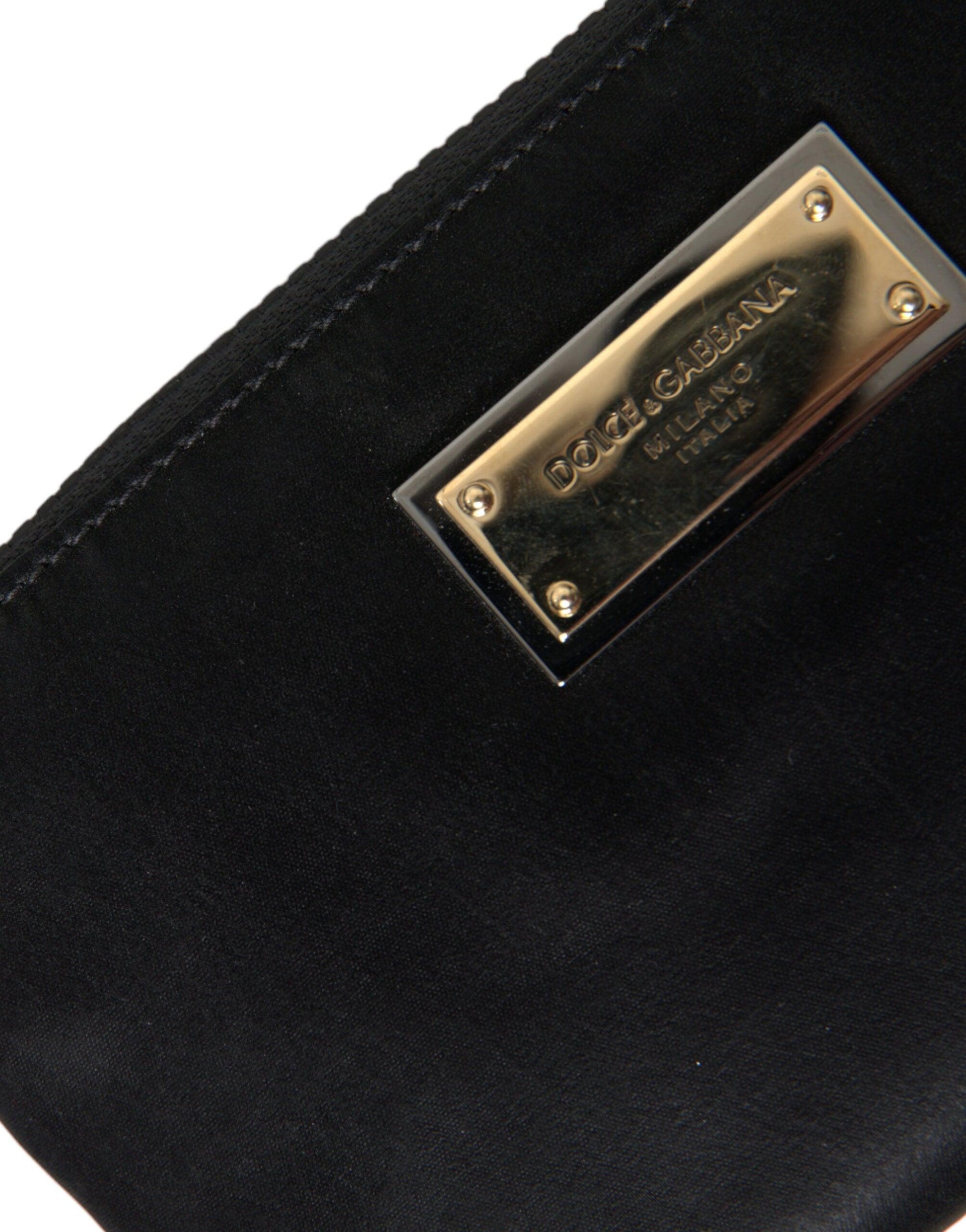 Dolce & Gabbana Elegant Black Nylon & Leather Pouch - Arichezz.store