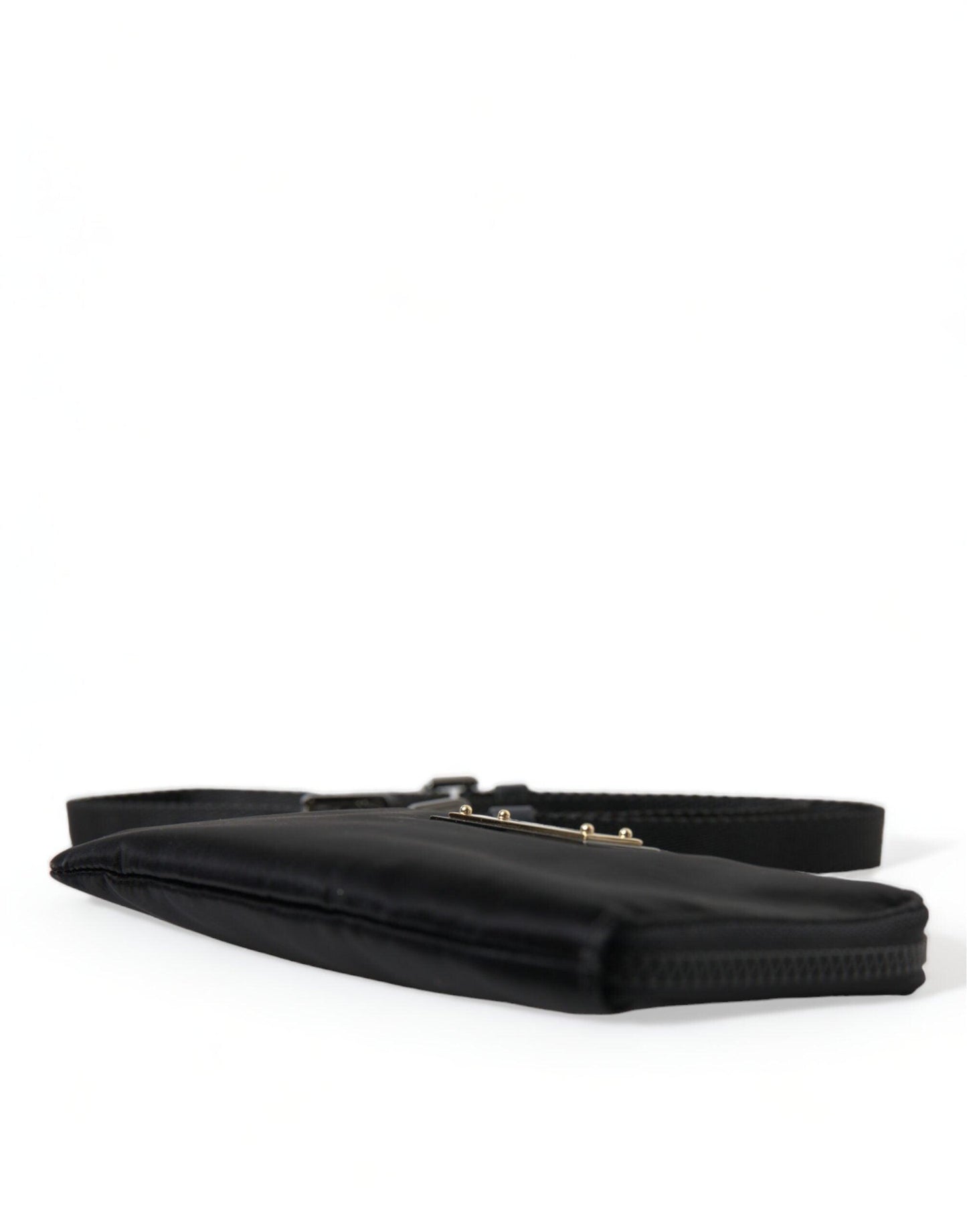 Dolce & Gabbana Elegant Black Nylon & Leather Pouch - Arichezz.store