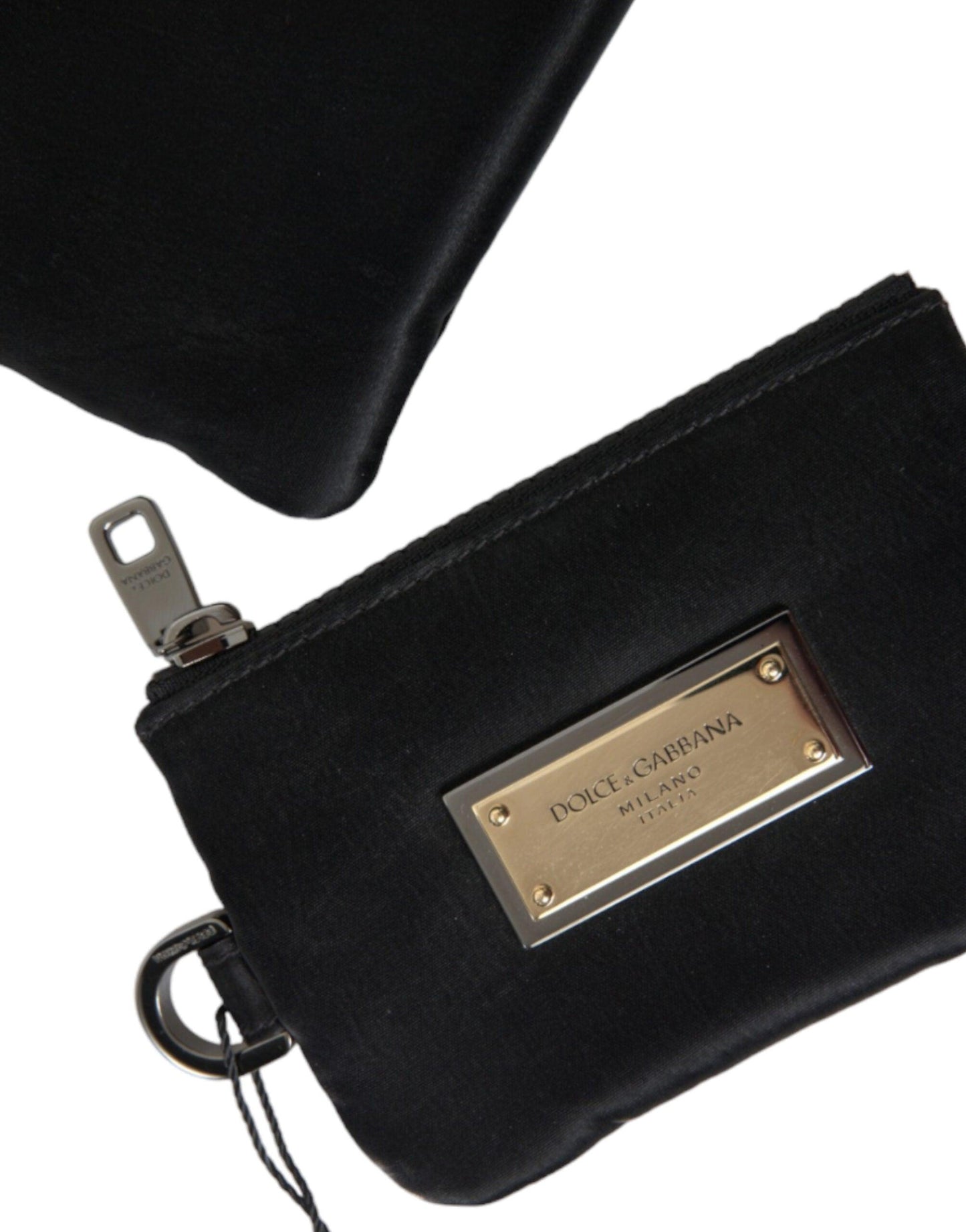 Dolce & Gabbana Elegant Black Nylon & Leather Pouch - Arichezz.store