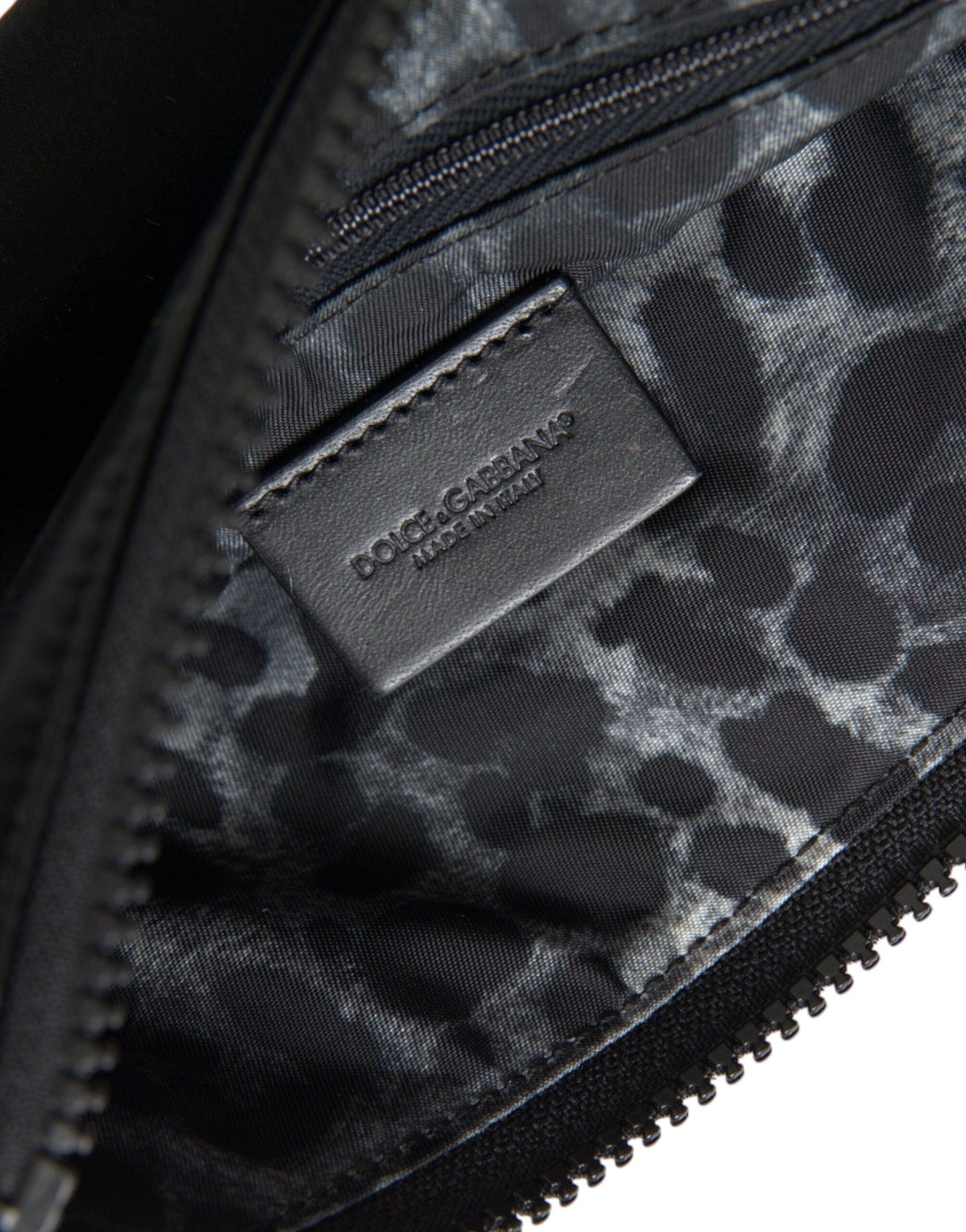 Dolce & Gabbana Elegant Black Nylon & Leather Pouch - Arichezz.store