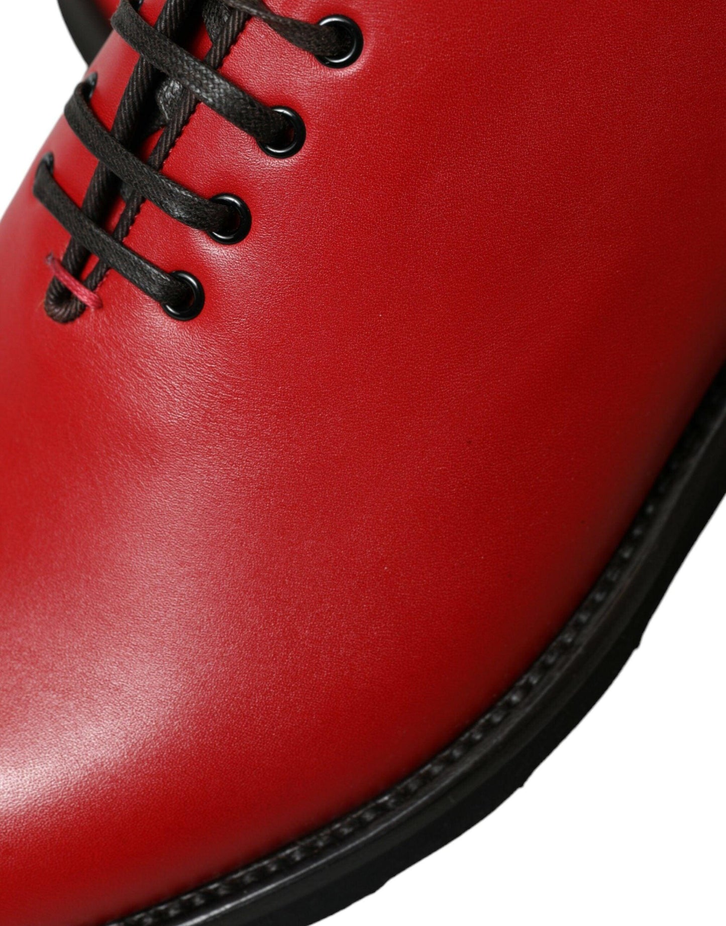 Dolce & Gabbana Elegant Red Leather Oxford Dress Shoes - Arichezz.store