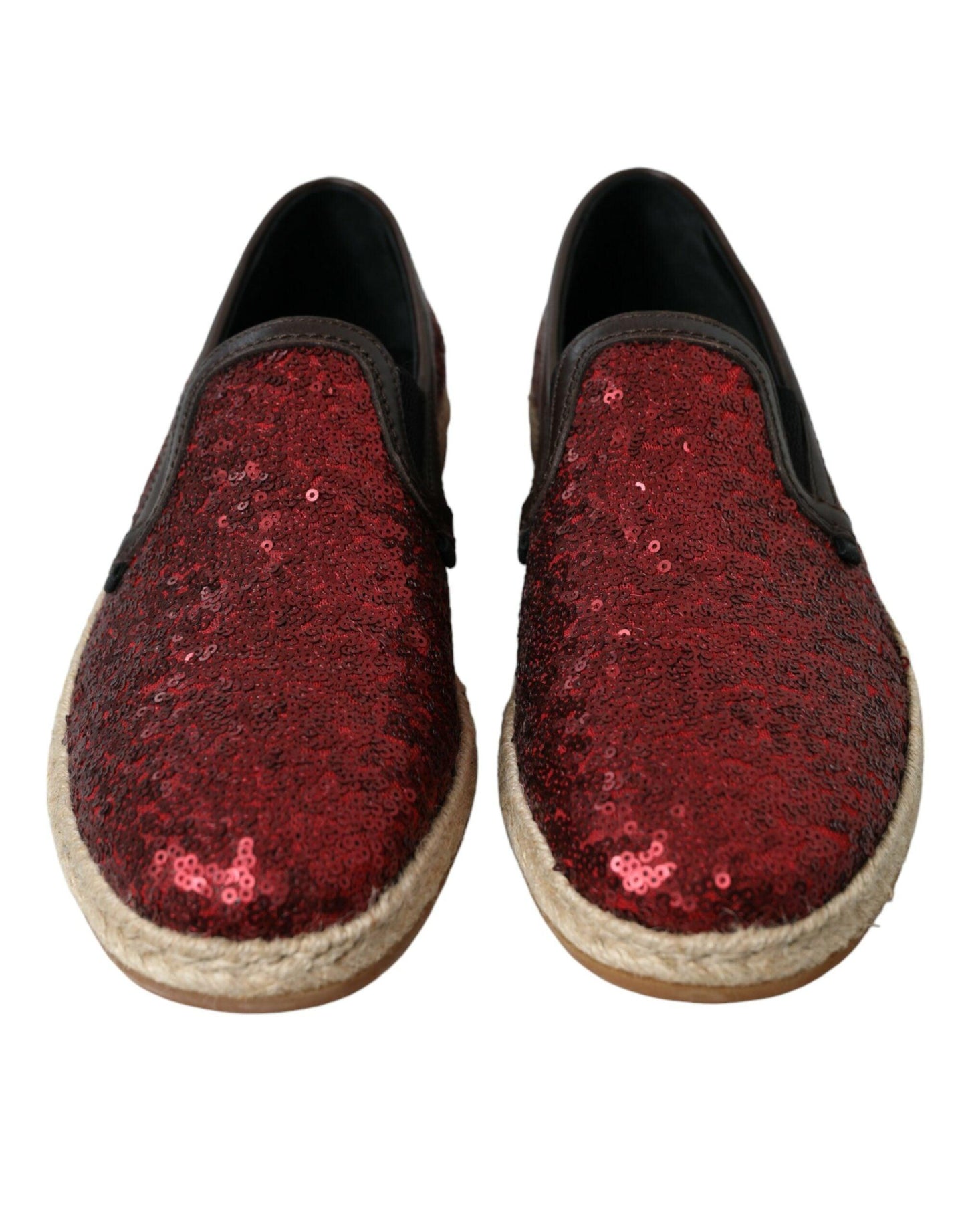 Dolce & Gabbana Red Sequined Leather Loafers - Arichezz.store