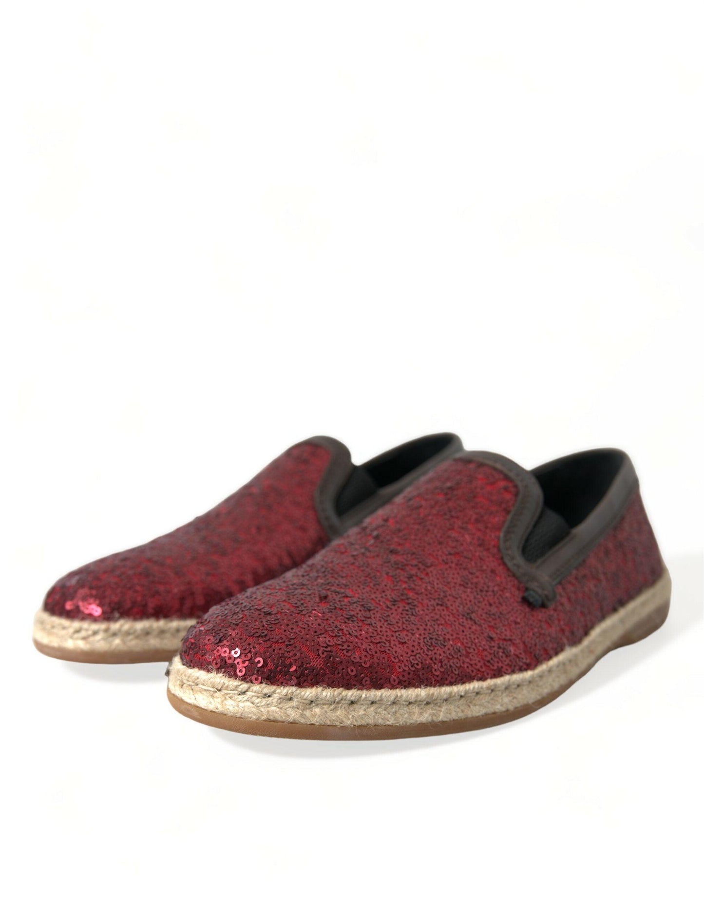 Dolce & Gabbana Red Sequined Leather Loafers - Arichezz.store