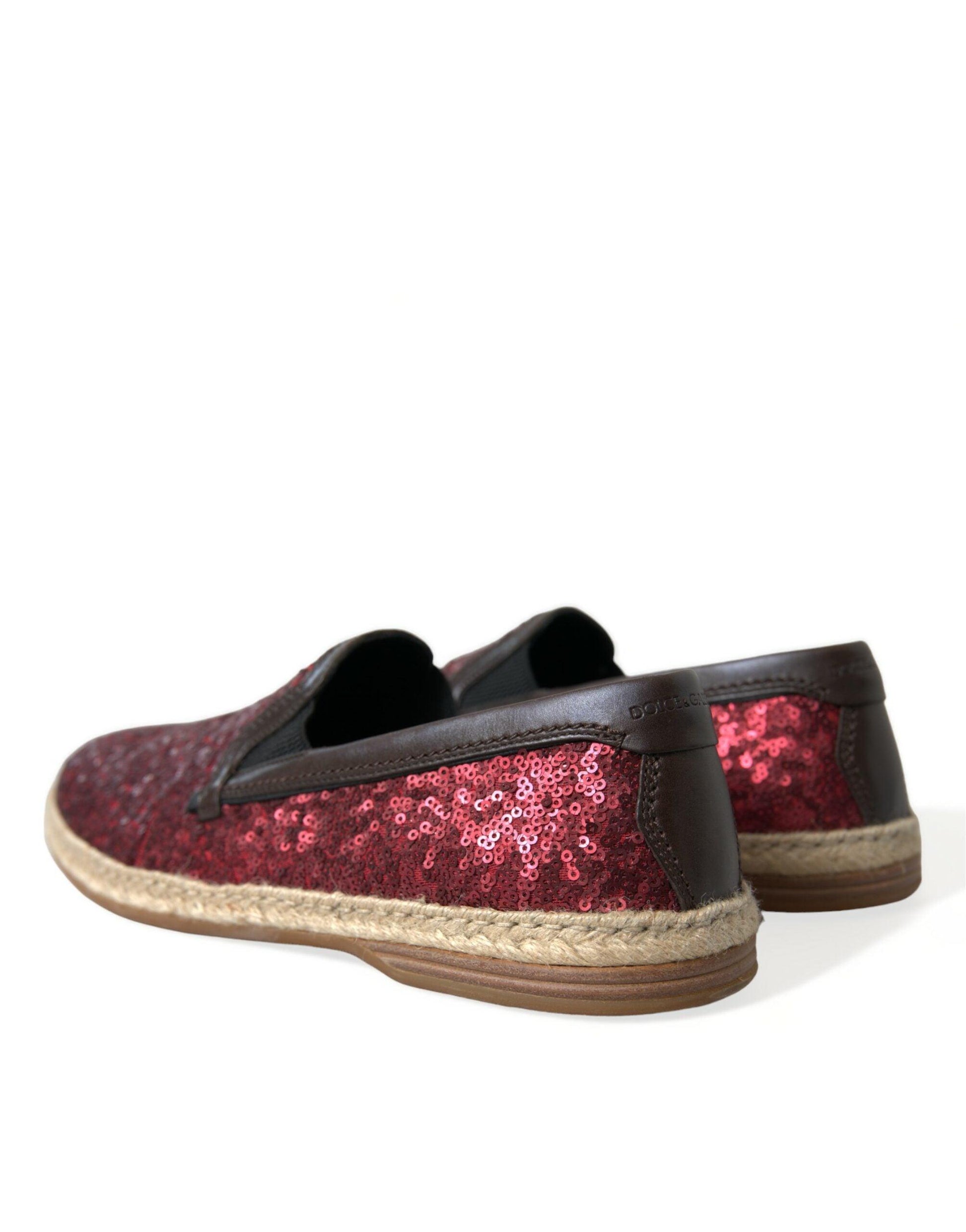 Dolce & Gabbana Red Sequined Leather Loafers - Arichezz.store