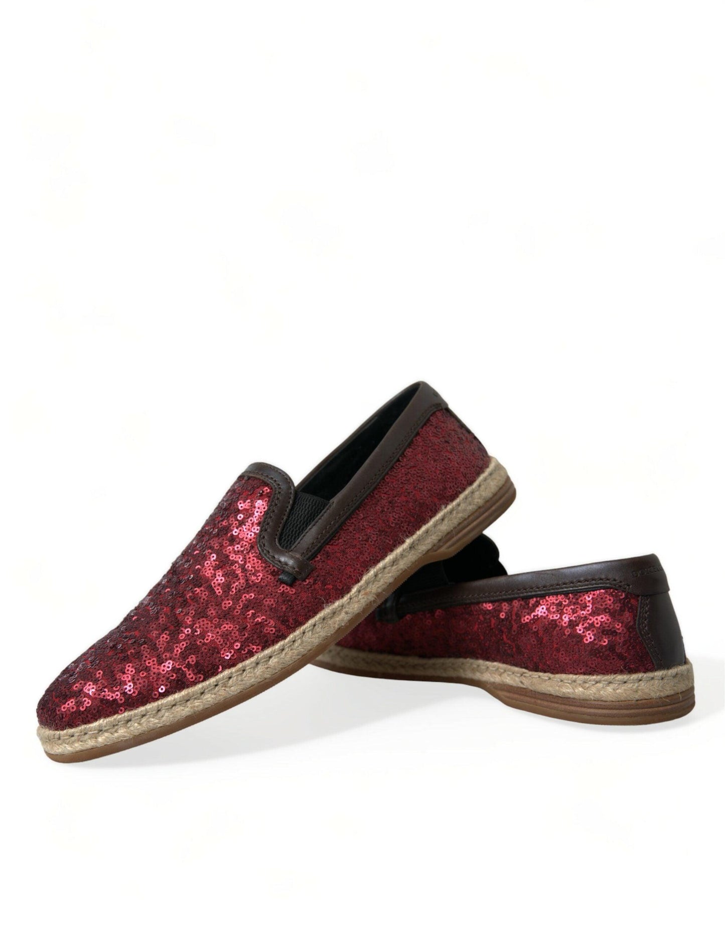 Dolce & Gabbana Red Sequined Leather Loafers - Arichezz.store