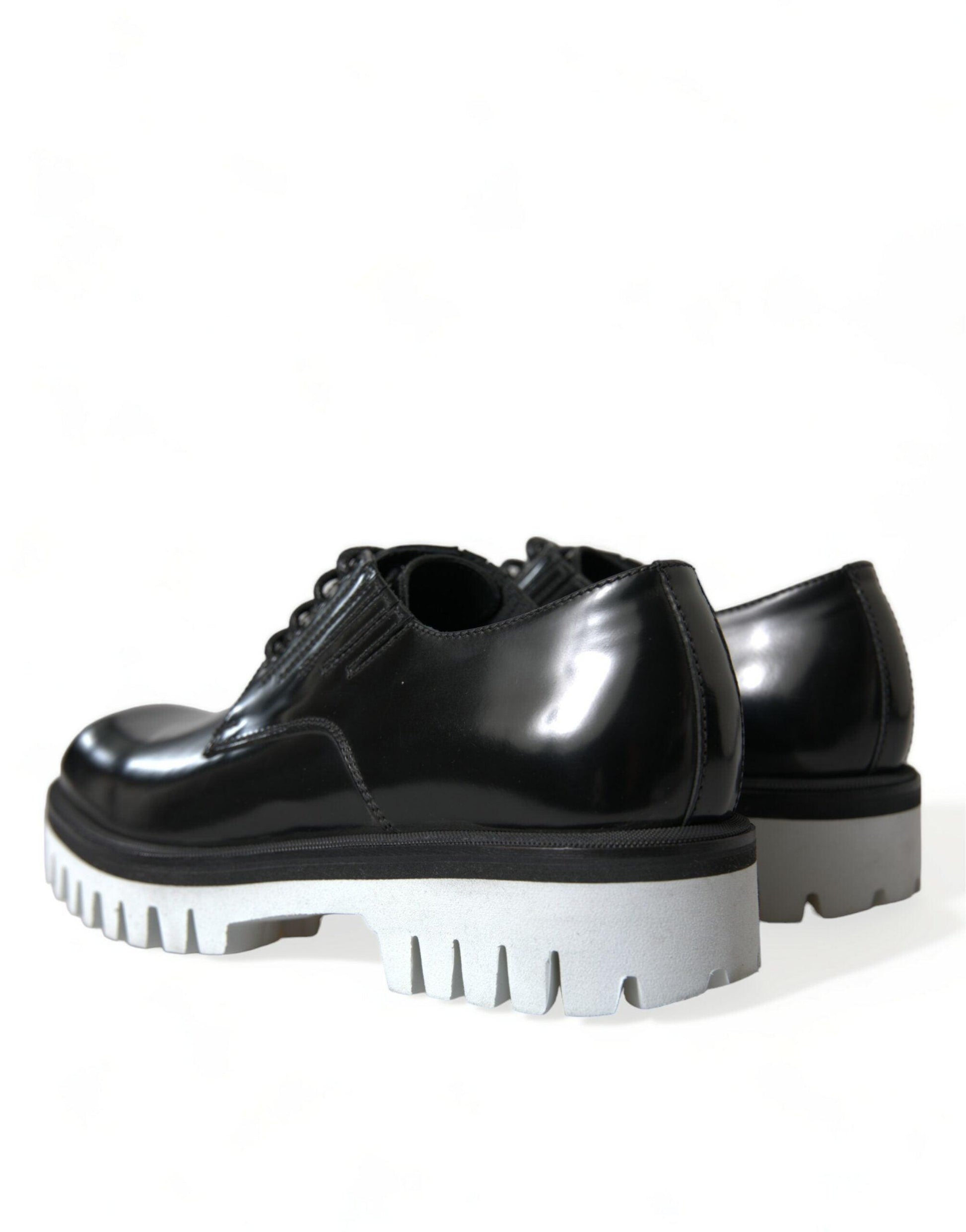 Dolce & Gabbana Sophisticated Black and White Leather Derby Shoes - Arichezz.store