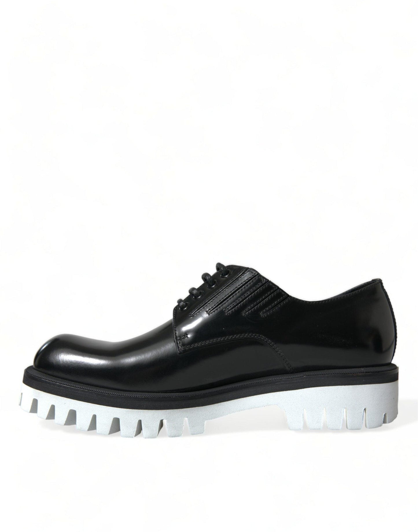 Dolce & Gabbana Sophisticated Black and White Leather Derby Shoes - Arichezz.store