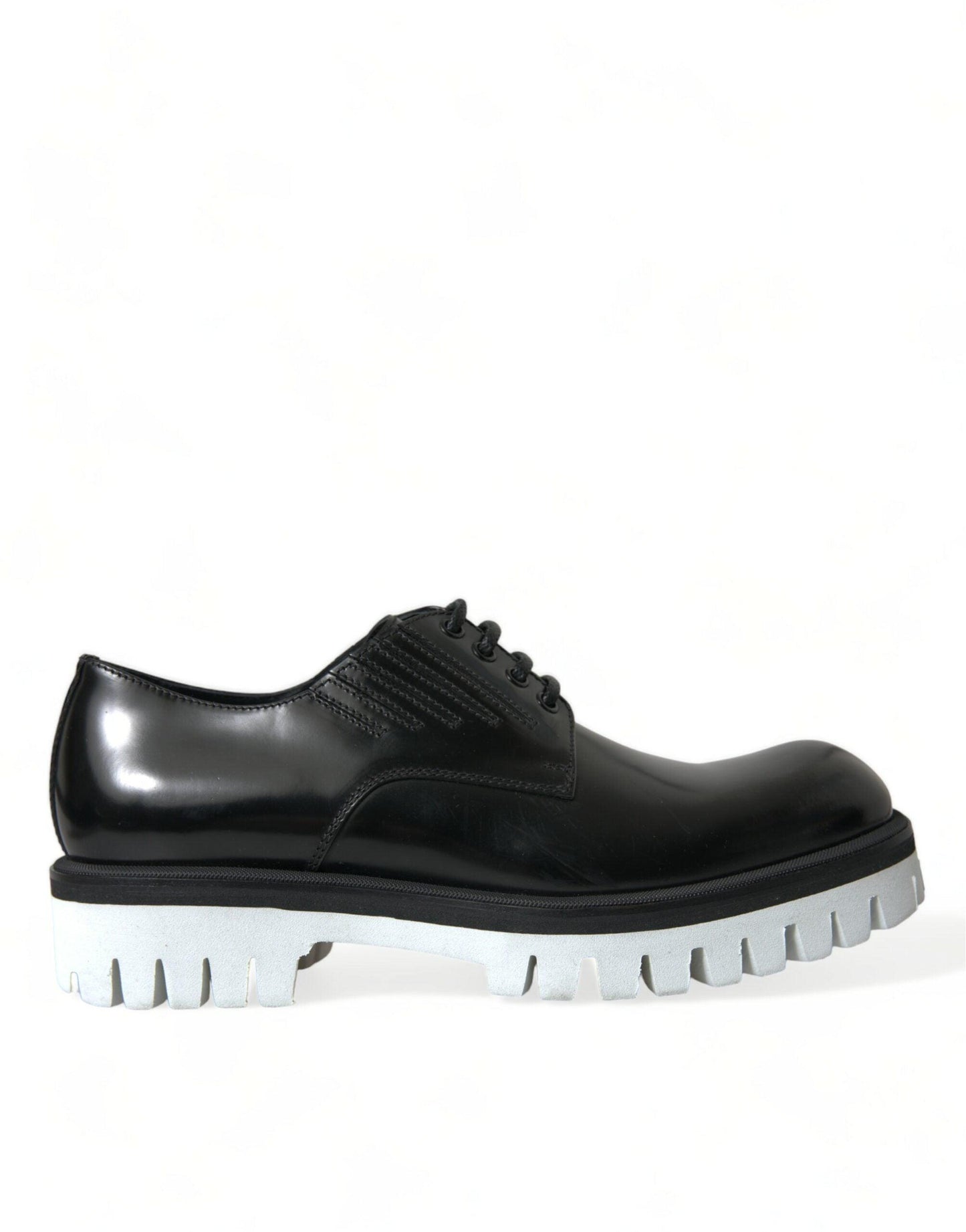 Dolce & Gabbana Sophisticated Black and White Leather Derby Shoes - Arichezz.store