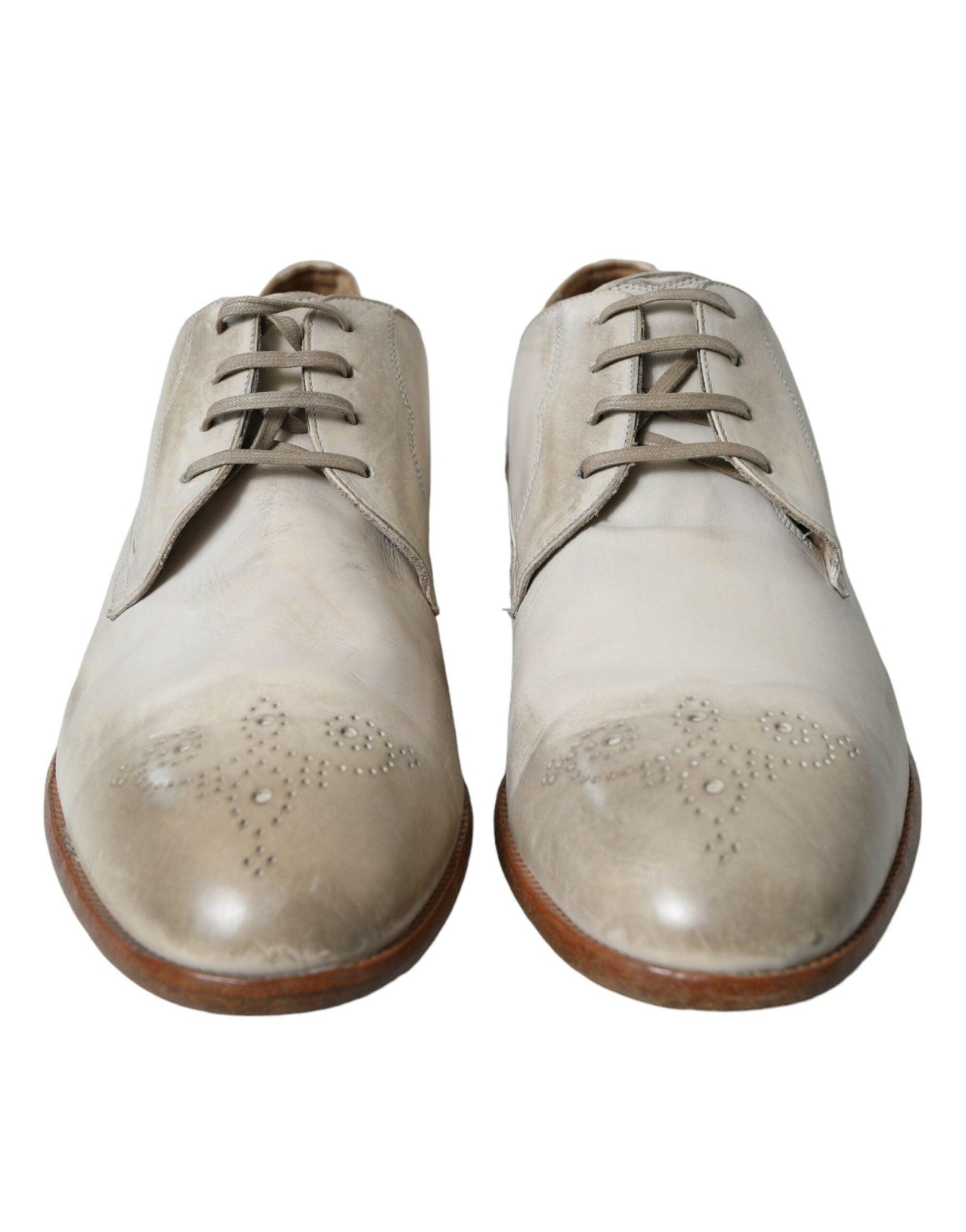 Dolce & Gabbana Elegant White Calfskin Derby Shoes - Arichezz.store