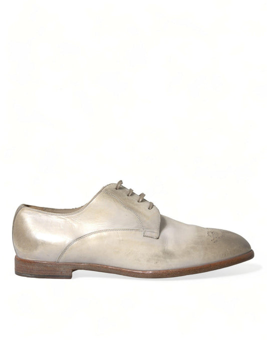 Dolce & Gabbana Elegant White Calfskin Derby Shoes - Arichezz.store