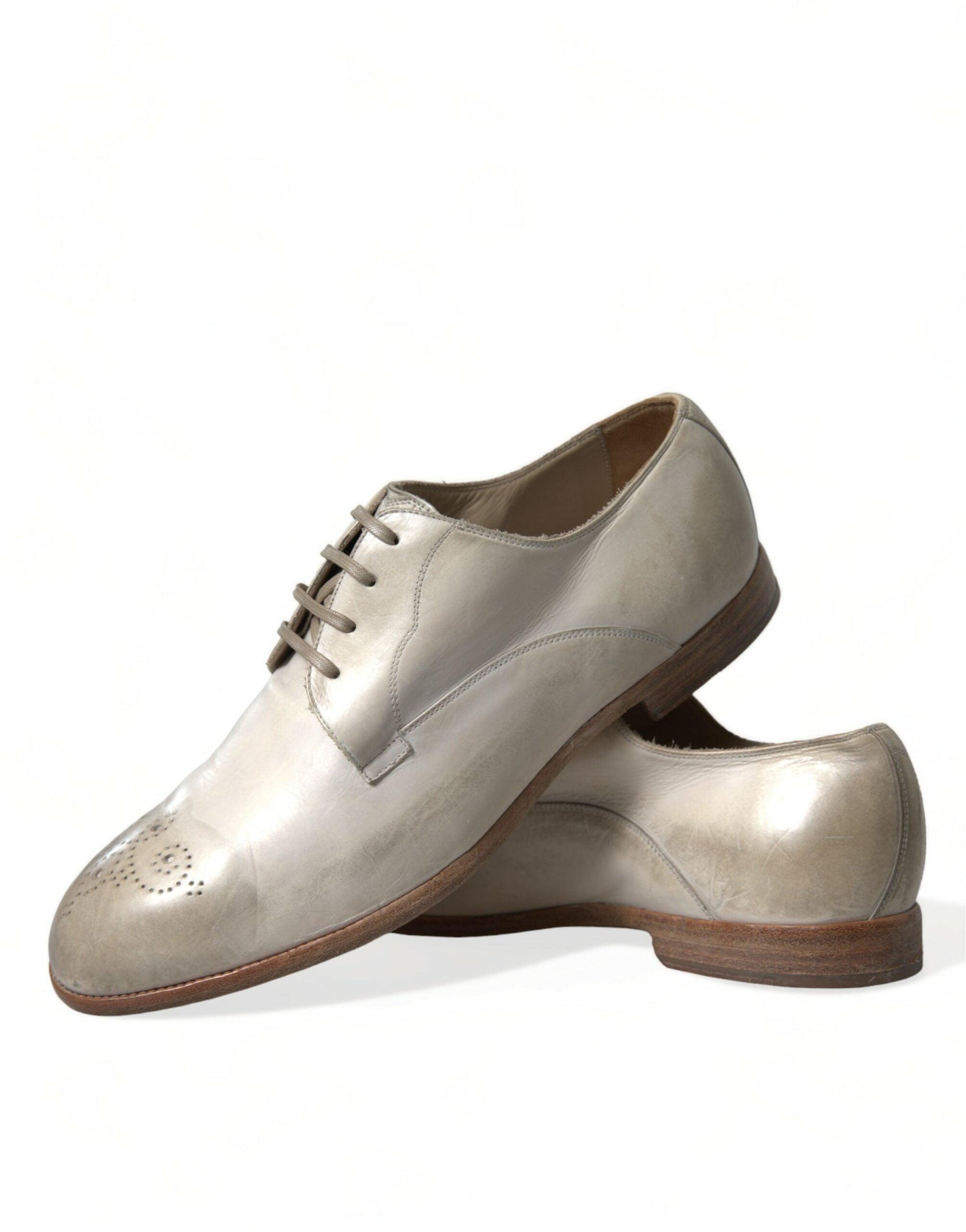 Dolce & Gabbana Elegant White Calfskin Derby Shoes - Arichezz.store