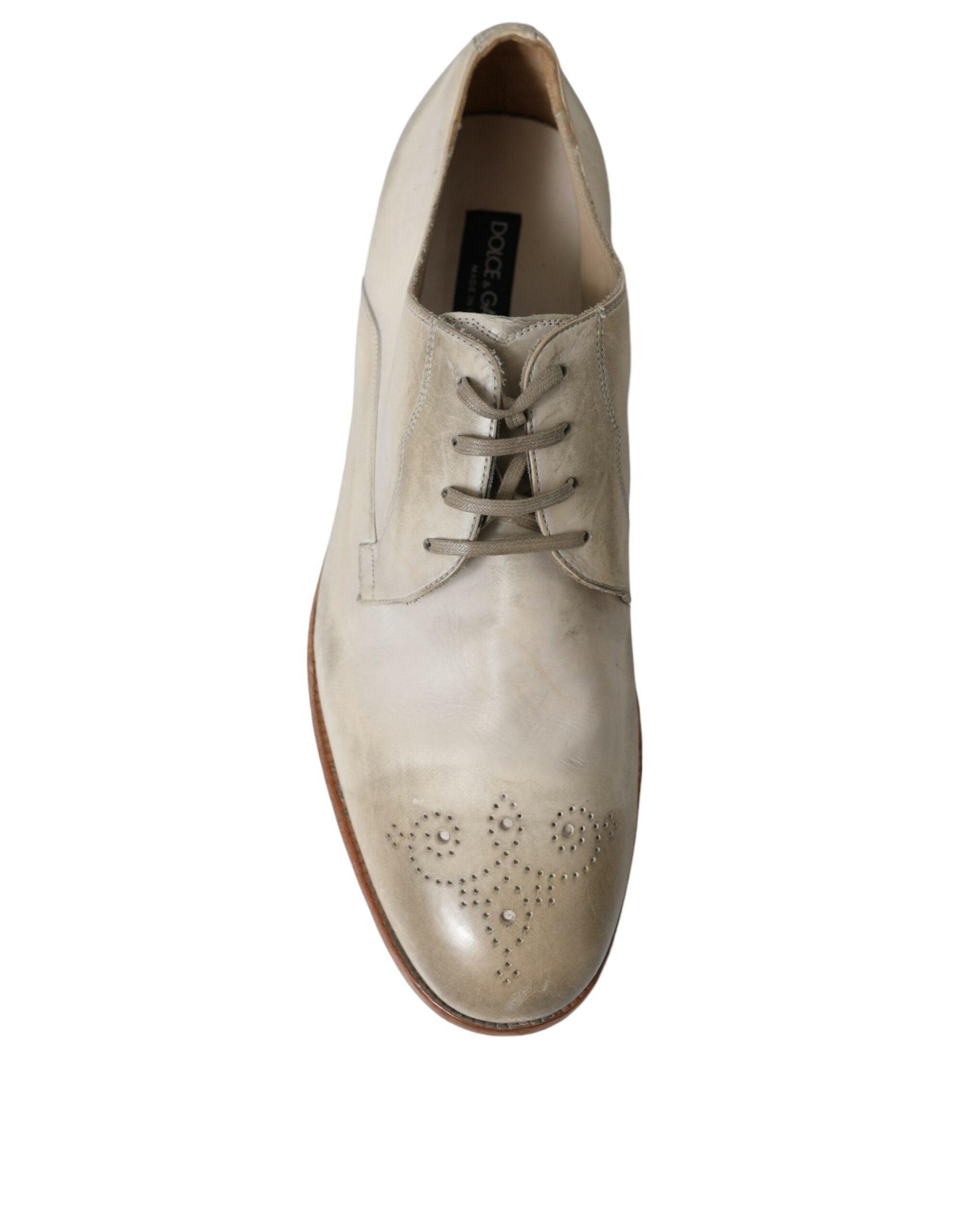 Dolce & Gabbana Elegant White Calfskin Derby Shoes - Arichezz.store