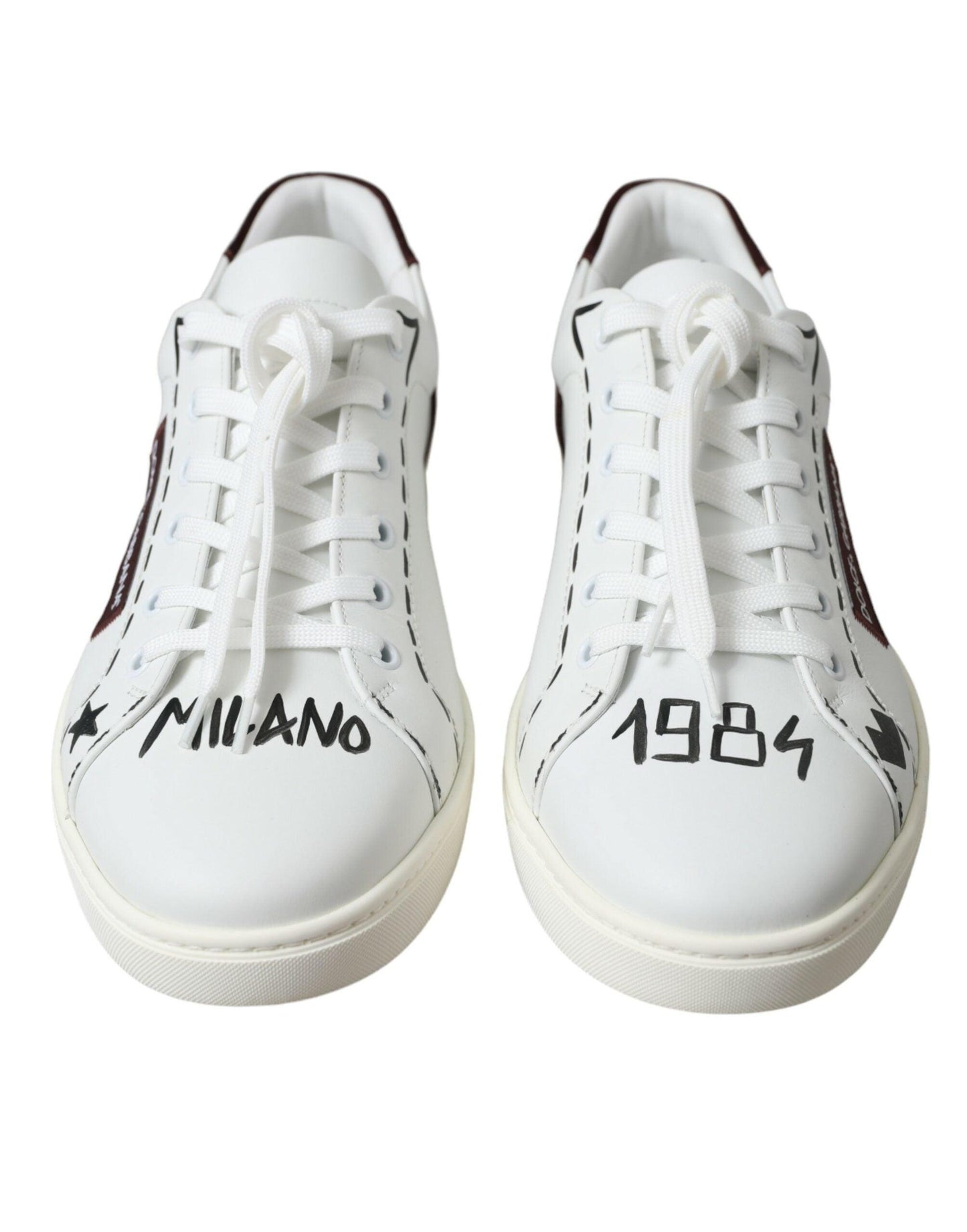 Dolce & Gabbana Exclusive White Bordeaux Low Top Sneakers - Arichezz.store