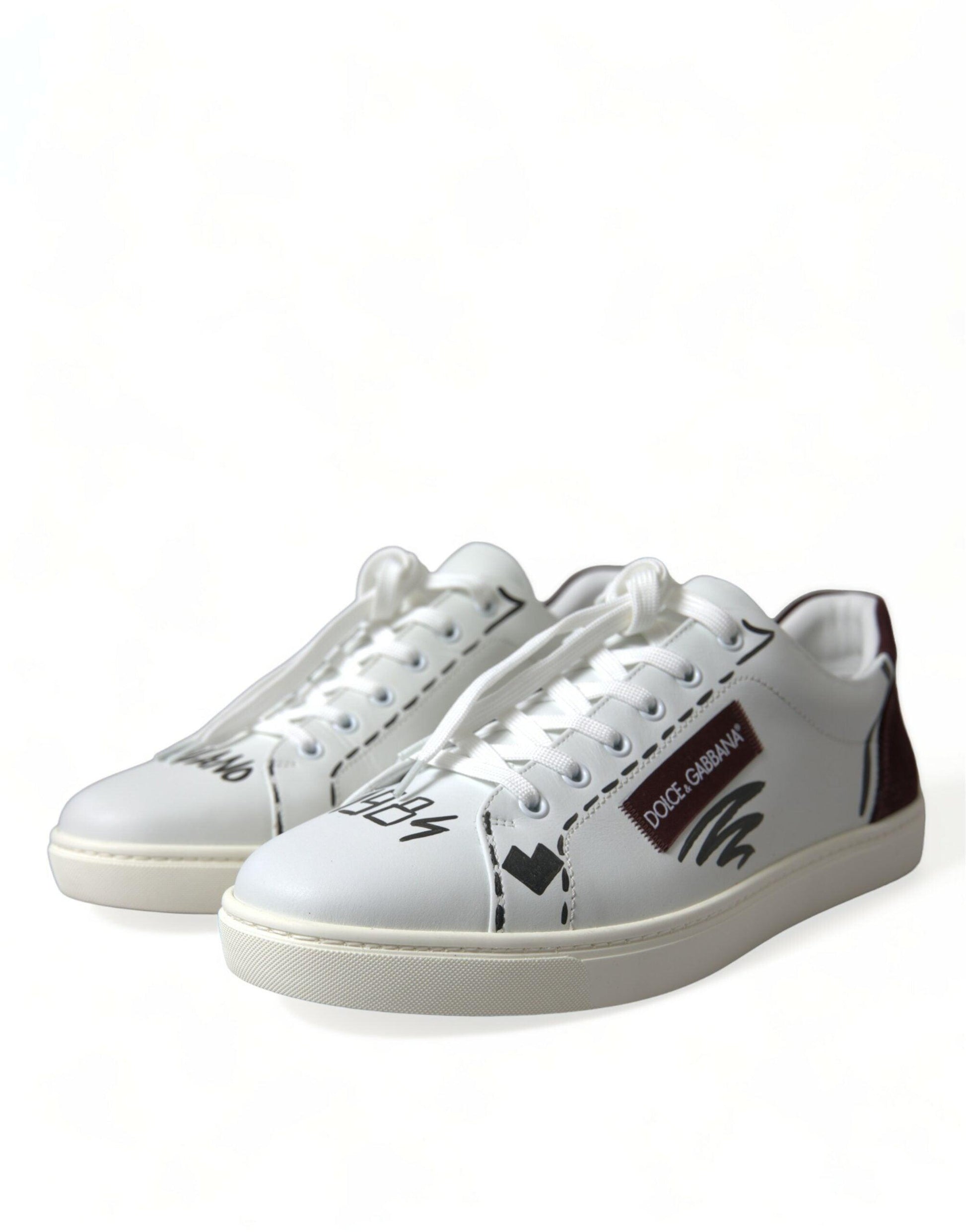 Dolce & Gabbana Exclusive White Bordeaux Low Top Sneakers - Arichezz.store