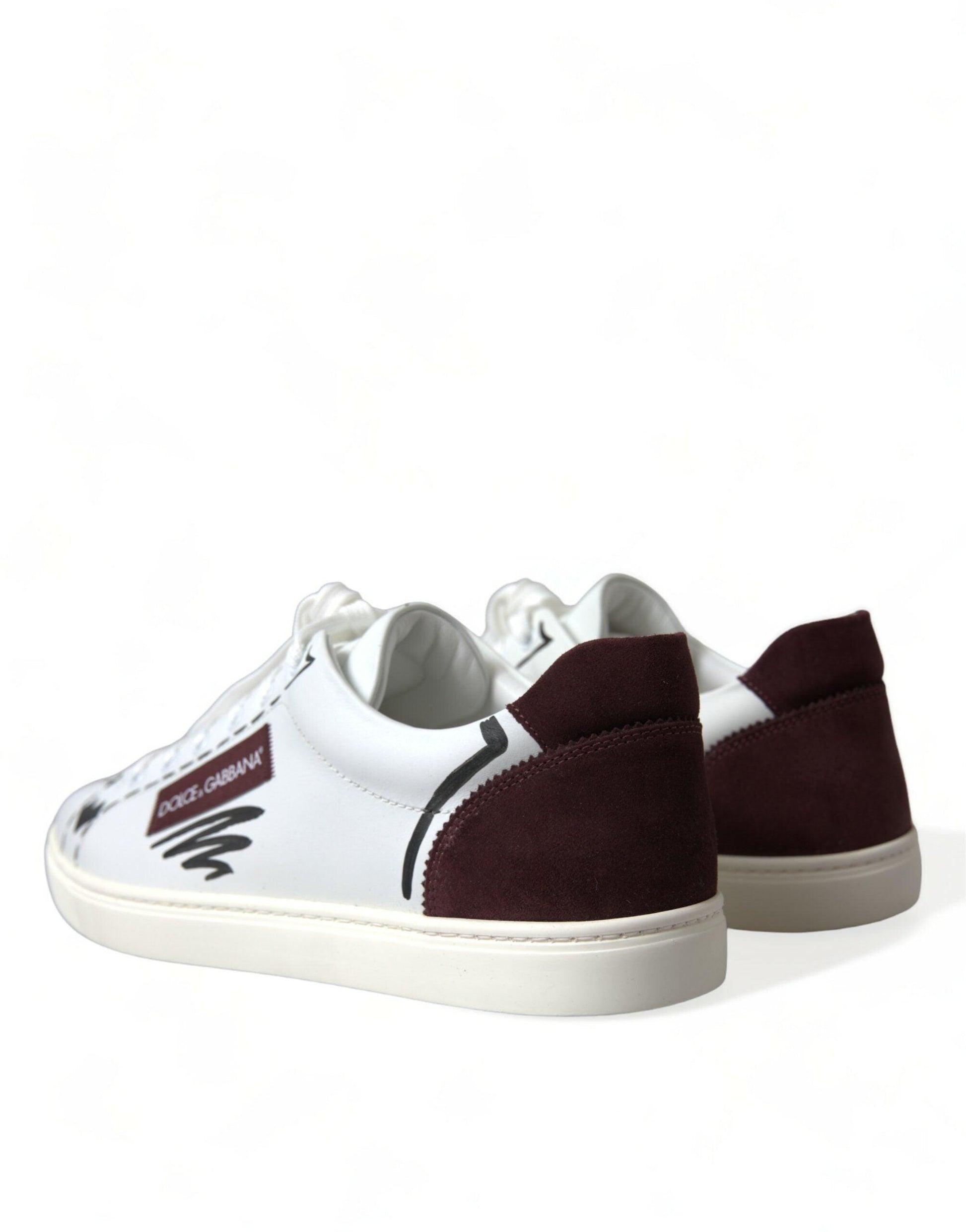 Dolce & Gabbana Exclusive White Bordeaux Low Top Sneakers - Arichezz.store