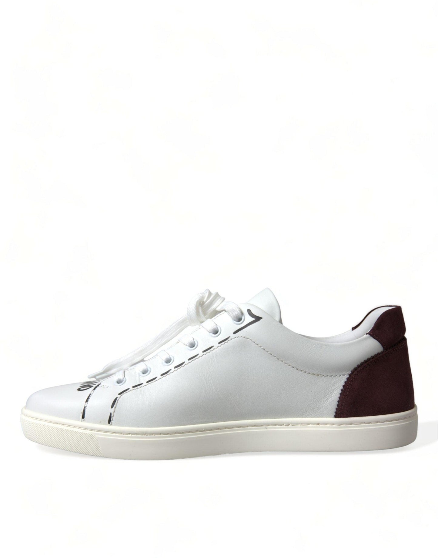 Dolce & Gabbana Exclusive White Bordeaux Low Top Sneakers - Arichezz.store