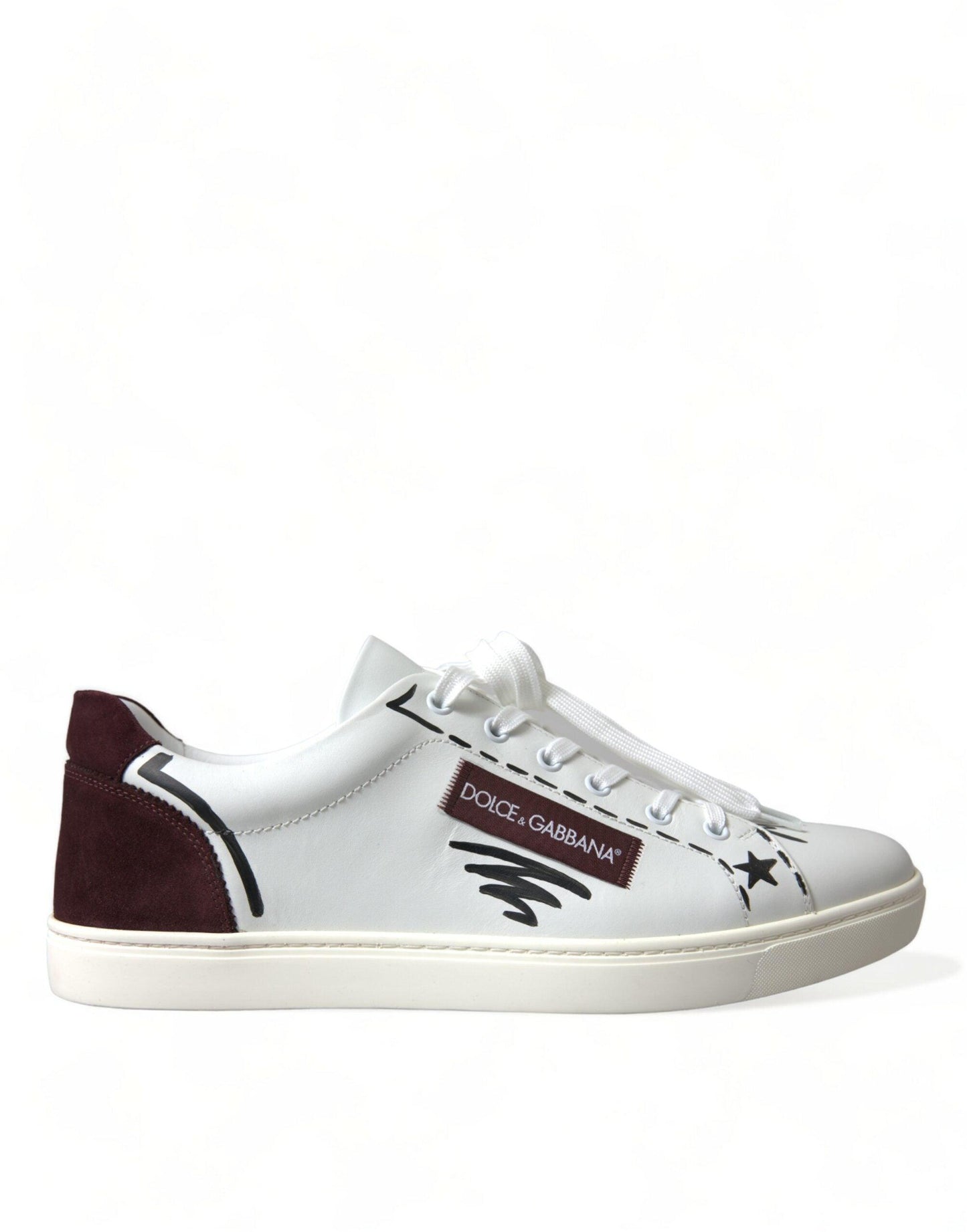 Dolce & Gabbana Exclusive White Bordeaux Low Top Sneakers - Arichezz.store