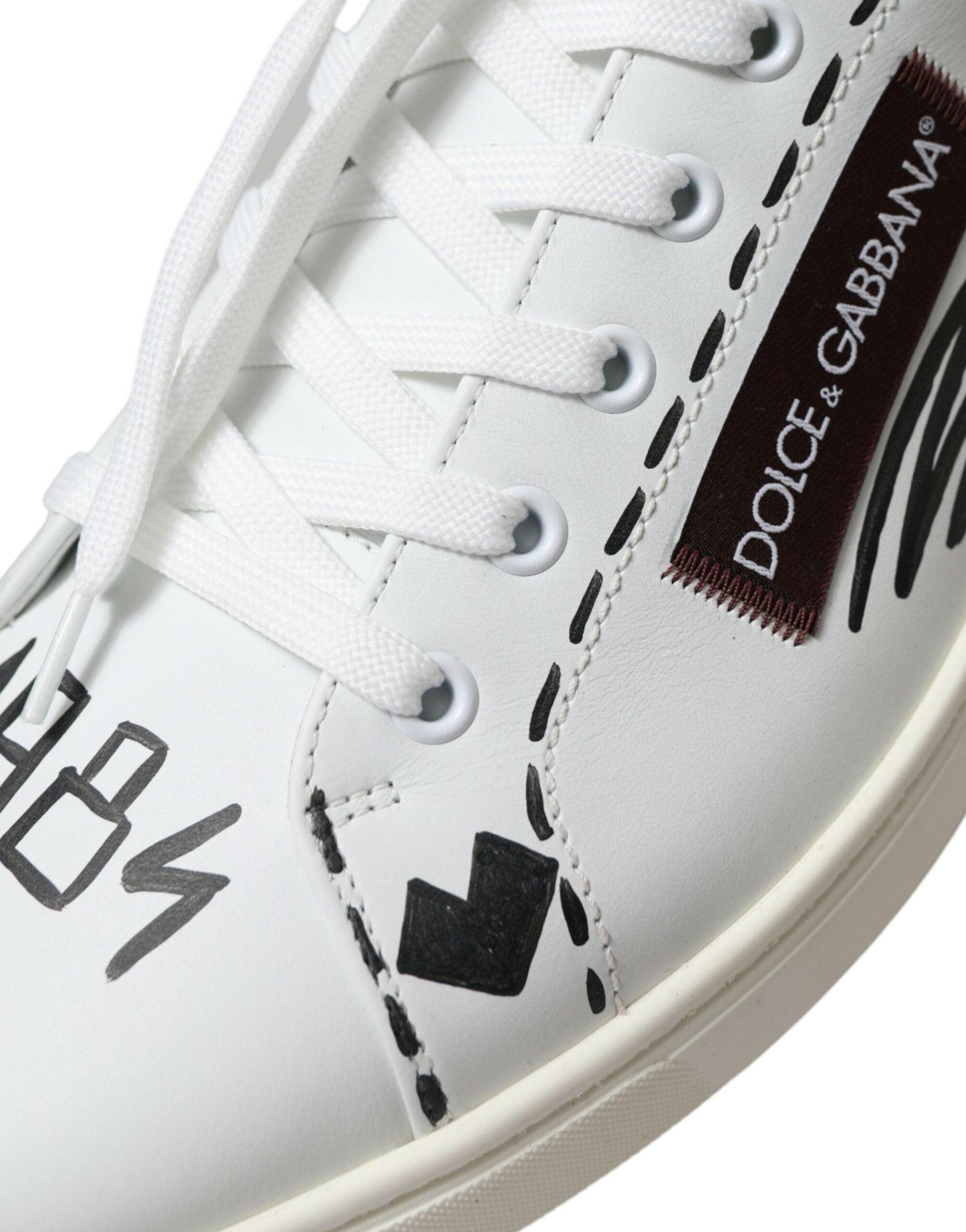 Dolce & Gabbana Exclusive White Bordeaux Low Top Sneakers - Arichezz.store