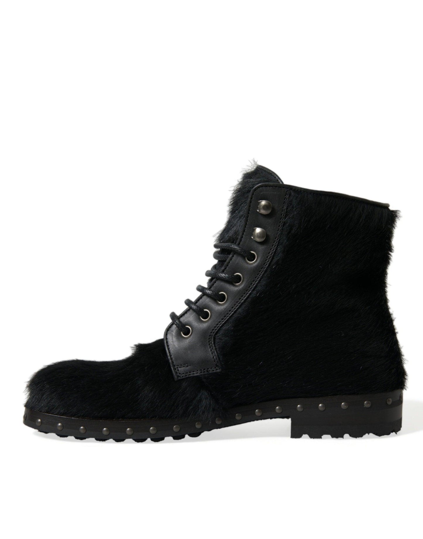 Dolce & Gabbana Elegant Black Calf Leather Lace-Up Boots - Arichezz.store