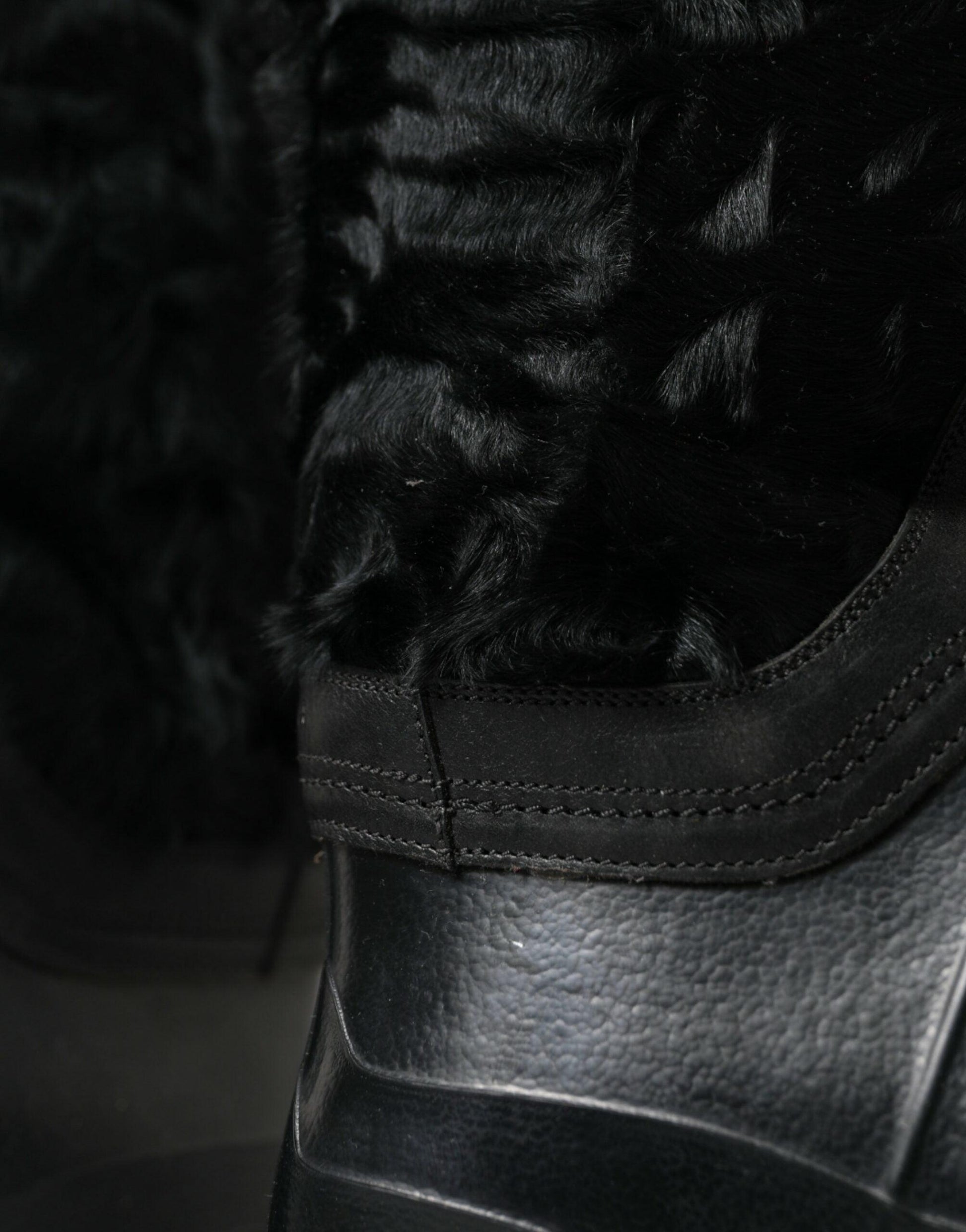 Dolce & Gabbana Sleek Black Shearling Mid Calf Boots - Arichezz.store