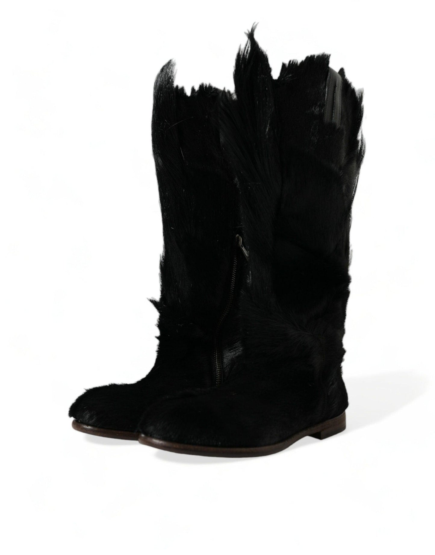 Dolce & Gabbana Opulent Gazelle Fur Mid Calf Boots - Arichezz.store