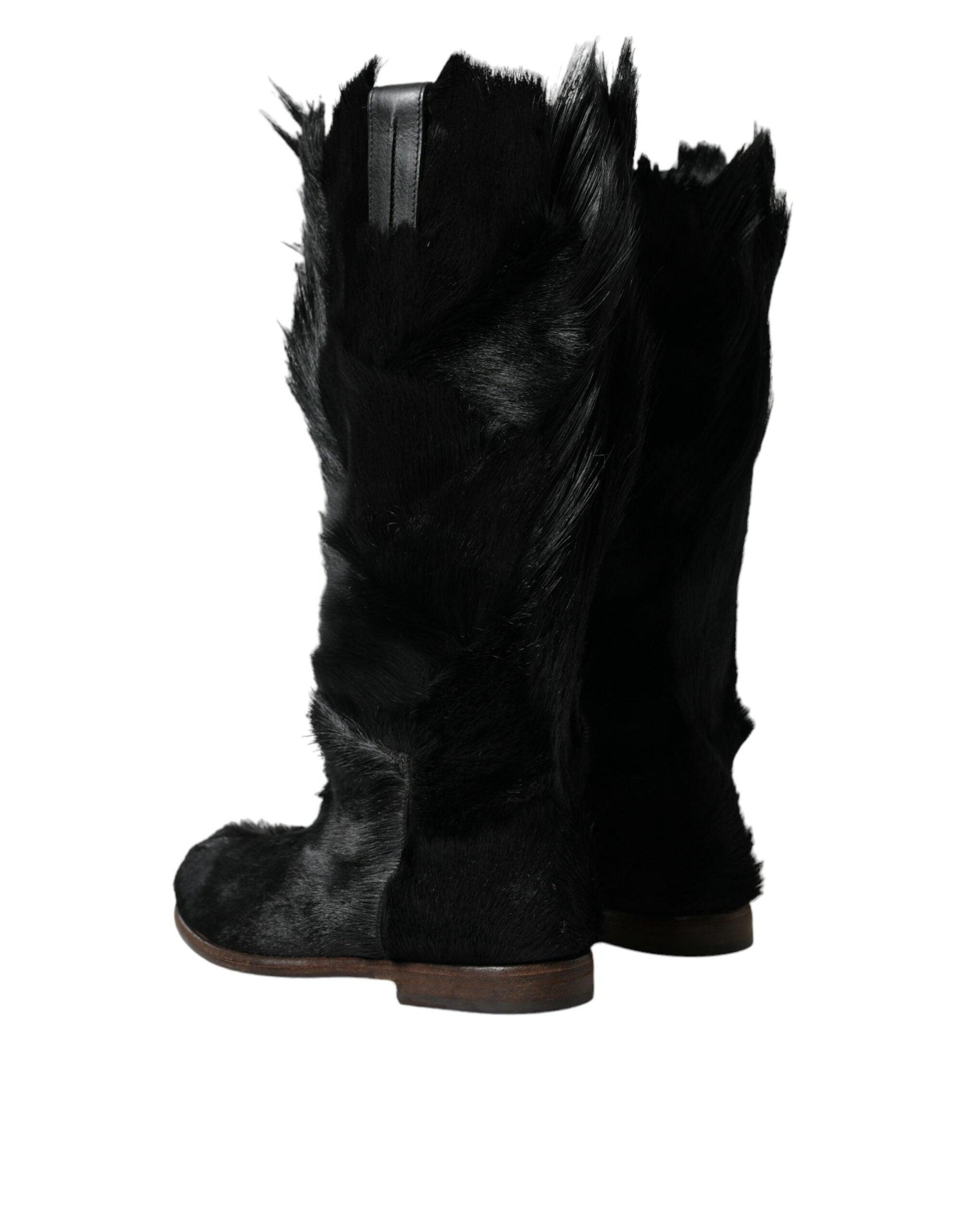 Dolce & Gabbana Opulent Gazelle Fur Mid Calf Boots - Arichezz.store