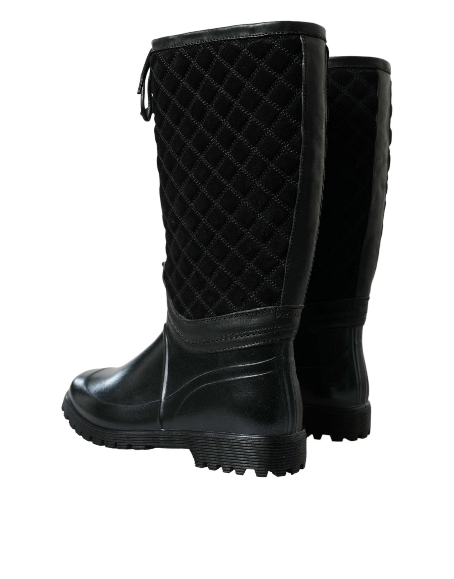 Dolce & Gabbana Elegant Quilted Lace-Up Rain Boots - Arichezz.store