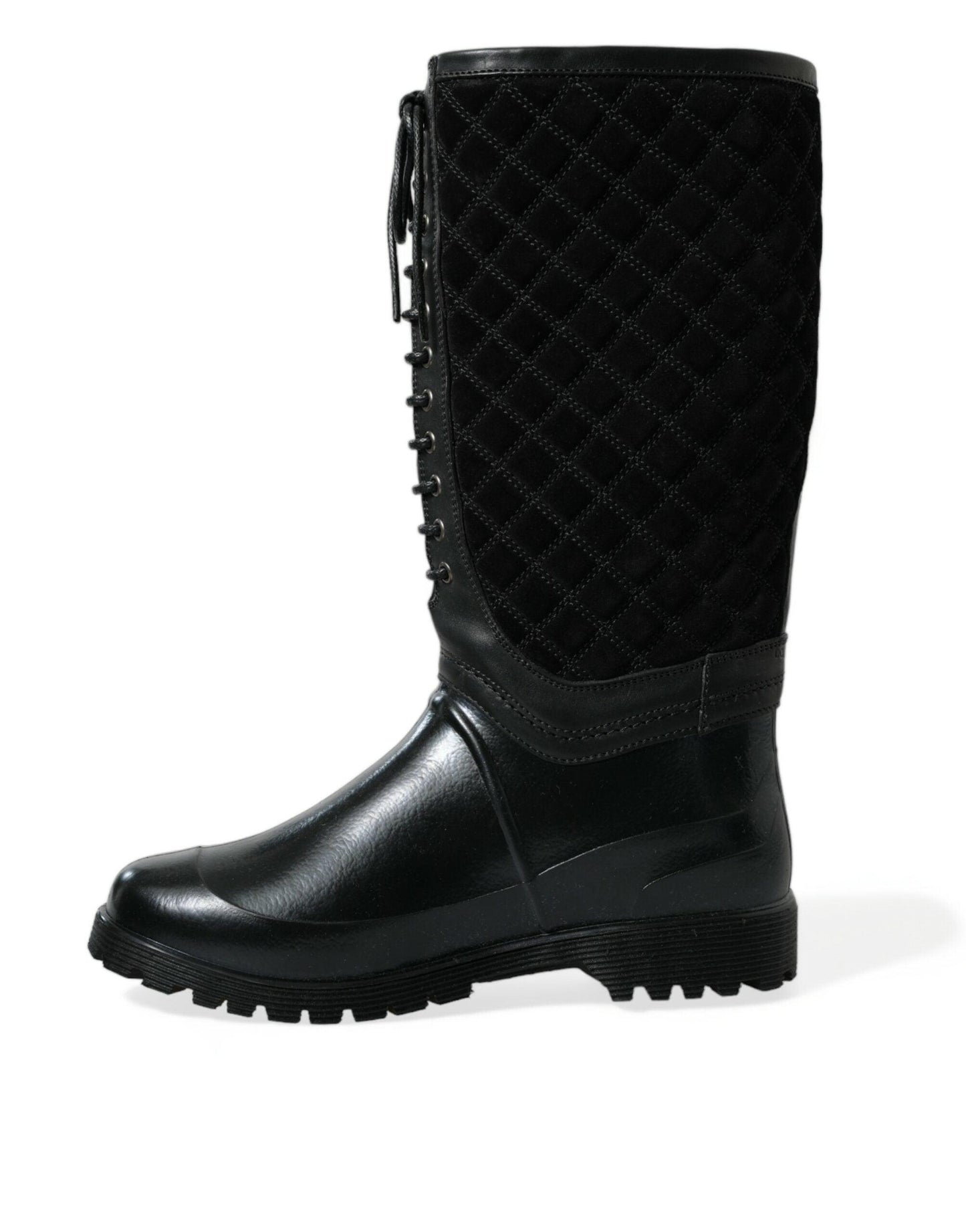 Dolce & Gabbana Elegant Quilted Lace-Up Rain Boots - Arichezz.store