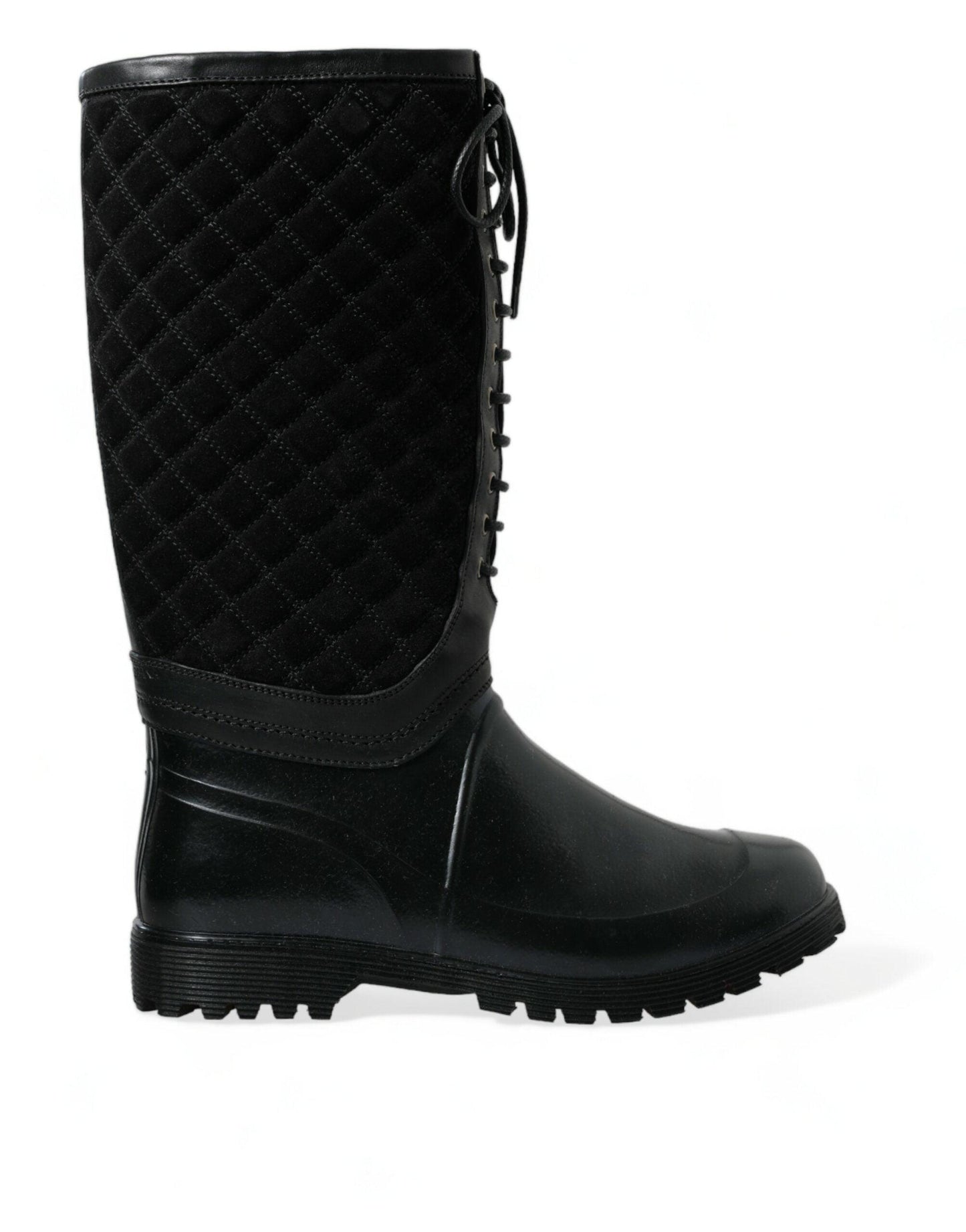 Dolce & Gabbana Elegant Quilted Lace-Up Rain Boots - Arichezz.store