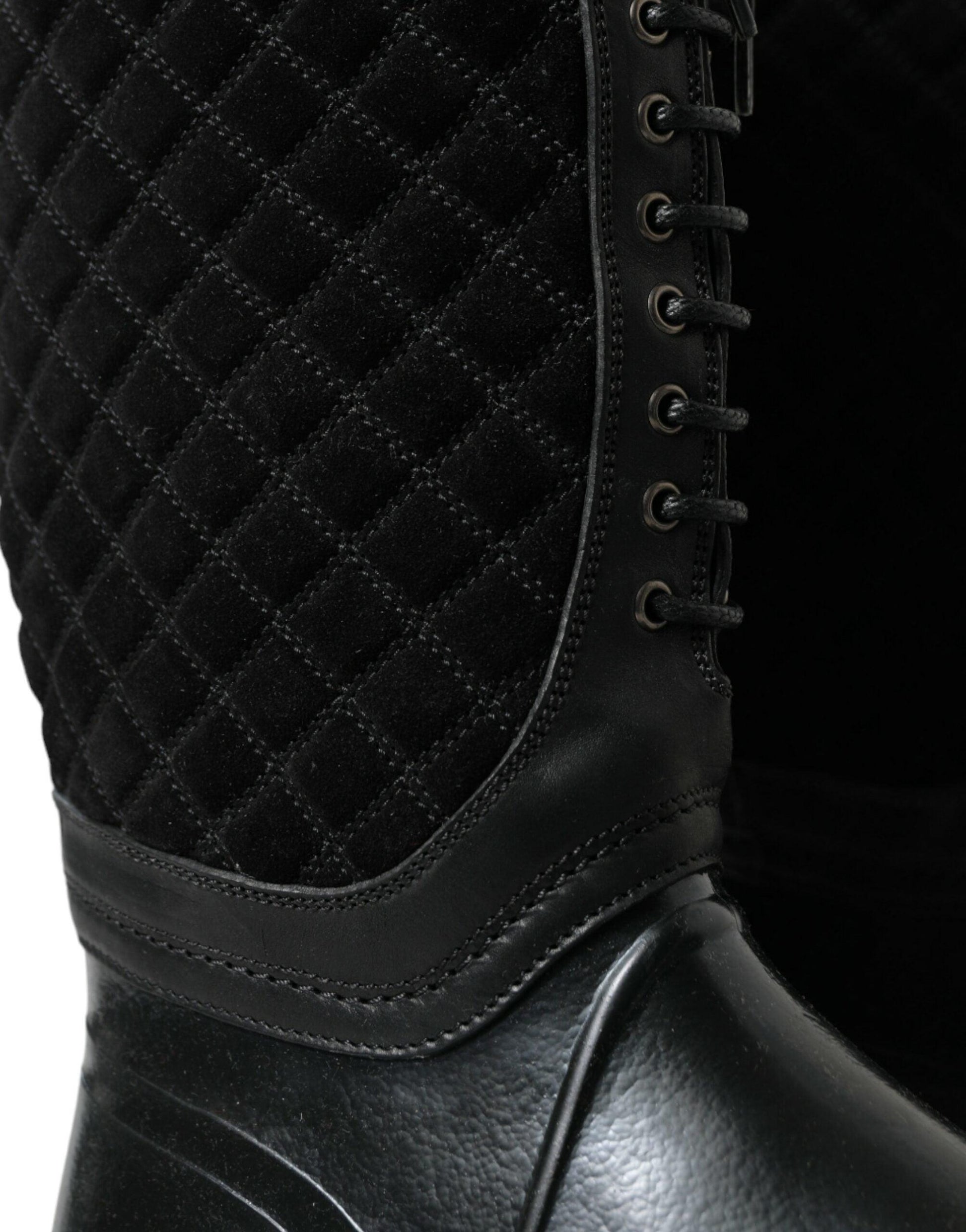 Dolce & Gabbana Elegant Quilted Lace-Up Rain Boots - Arichezz.store