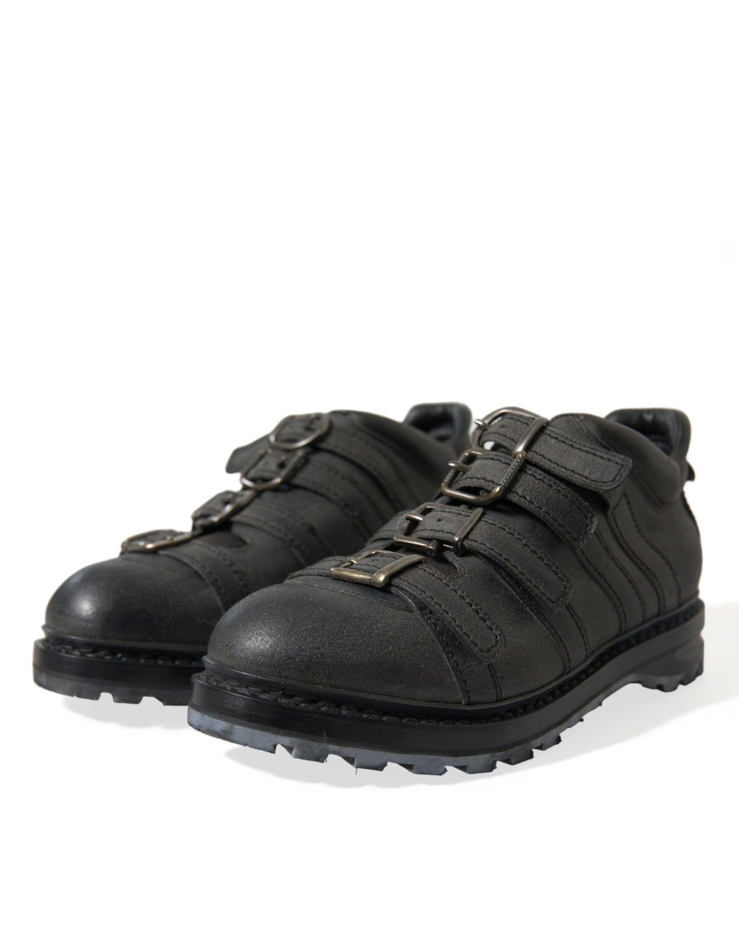 Dolce & Gabbana Black Leather Ankle Strap Boots - Arichezz.store