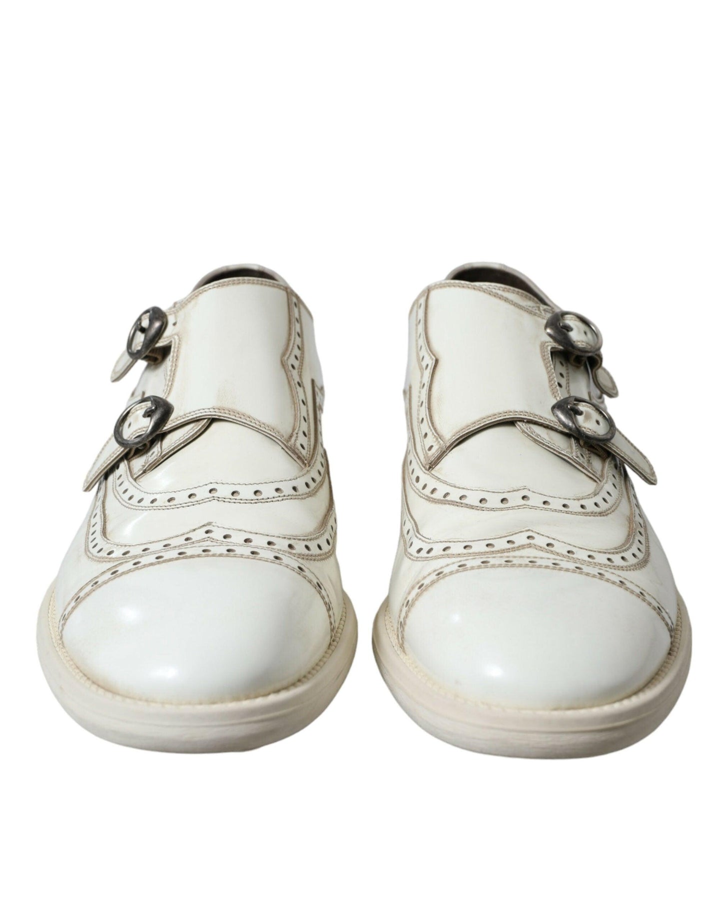 Dolce & Gabbana Elegant White Leather Derby Dress Shoes - Arichezz.store