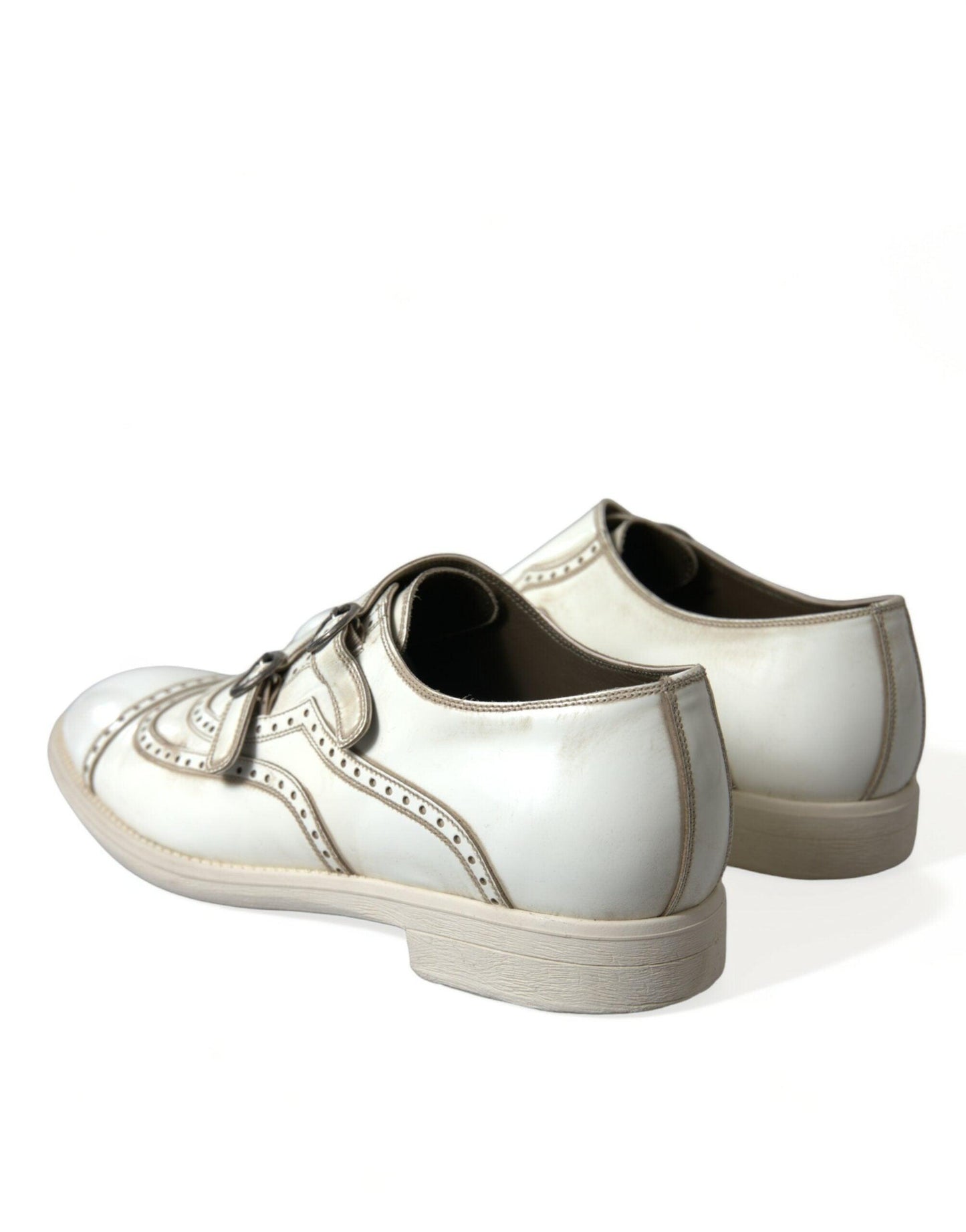 Dolce & Gabbana Elegant White Leather Derby Dress Shoes - Arichezz.store