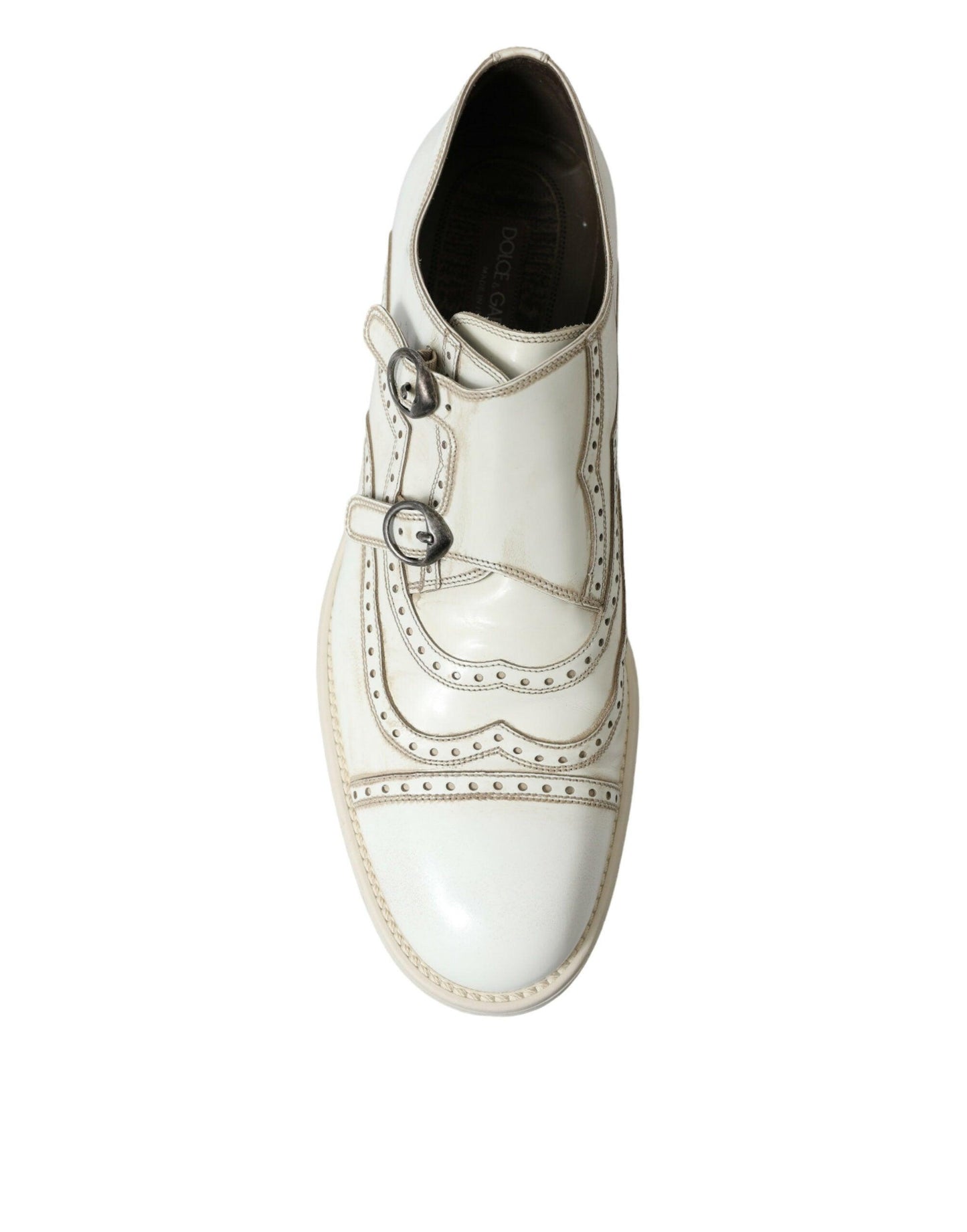 Dolce & Gabbana Elegant White Leather Derby Dress Shoes - Arichezz.store