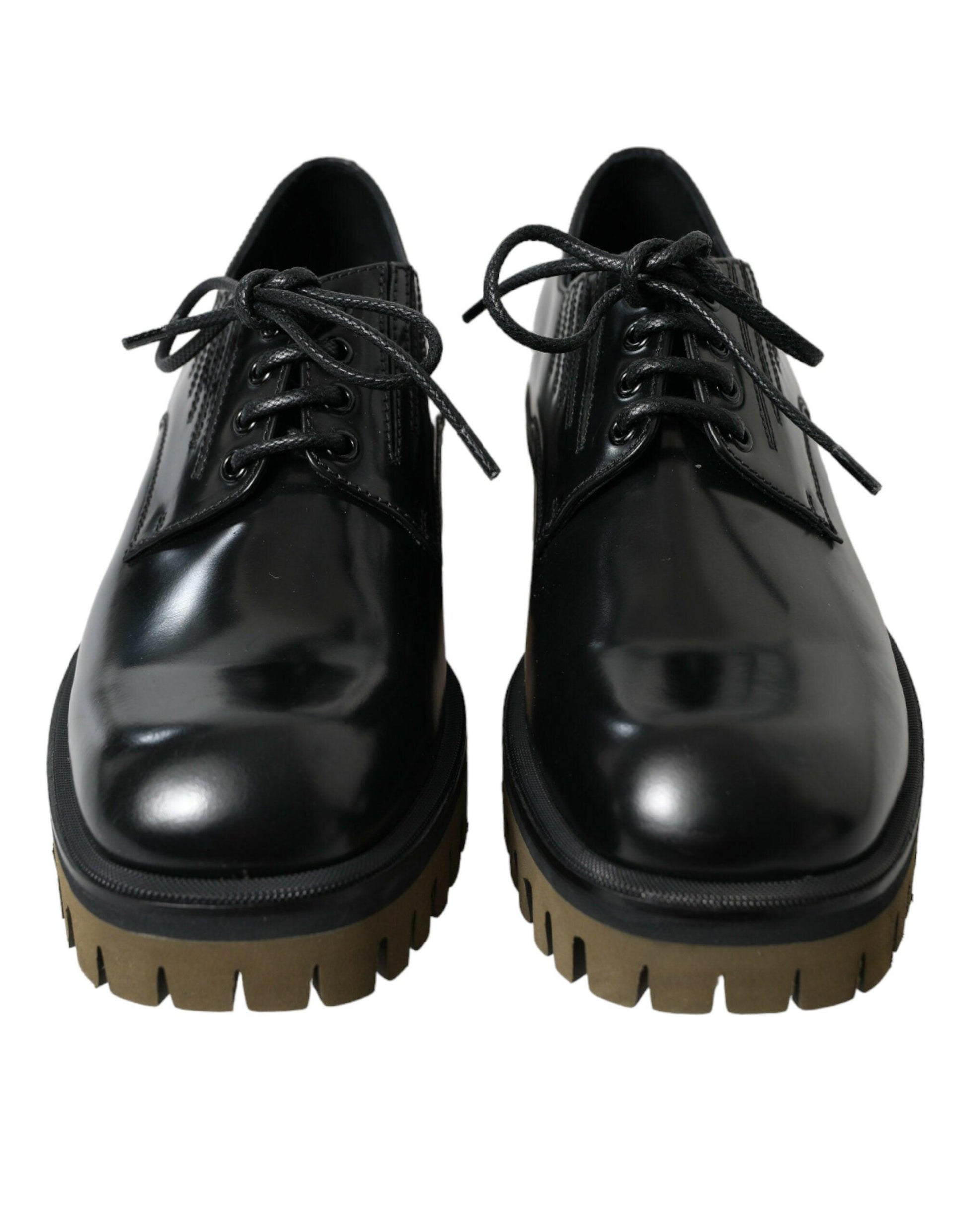 Dolce & Gabbana Elegant Black Leather Derby Dress Shoes - Arichezz.store