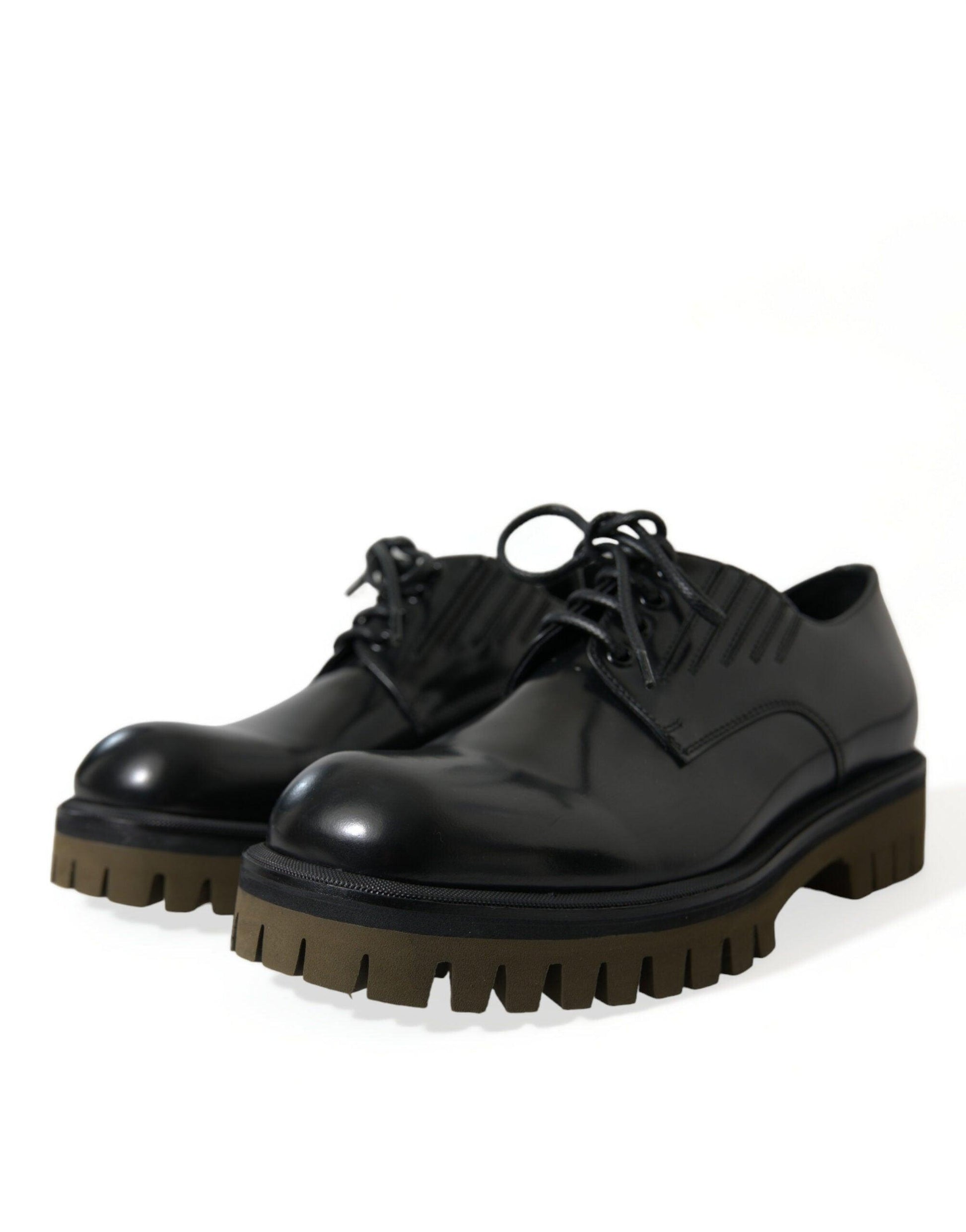 Dolce & Gabbana Elegant Black Leather Derby Dress Shoes - Arichezz.store