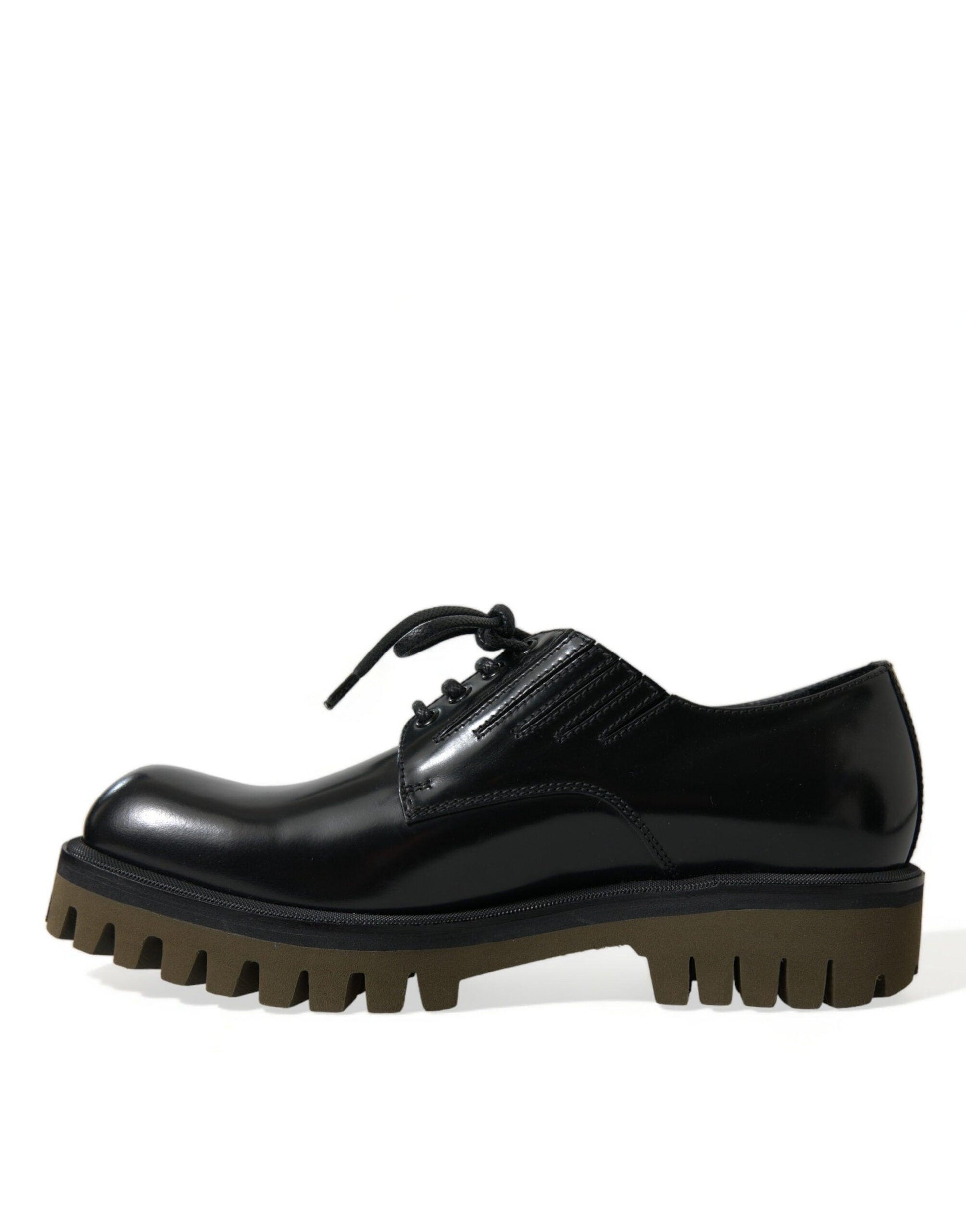 Dolce & Gabbana Elegant Black Leather Derby Dress Shoes - Arichezz.store