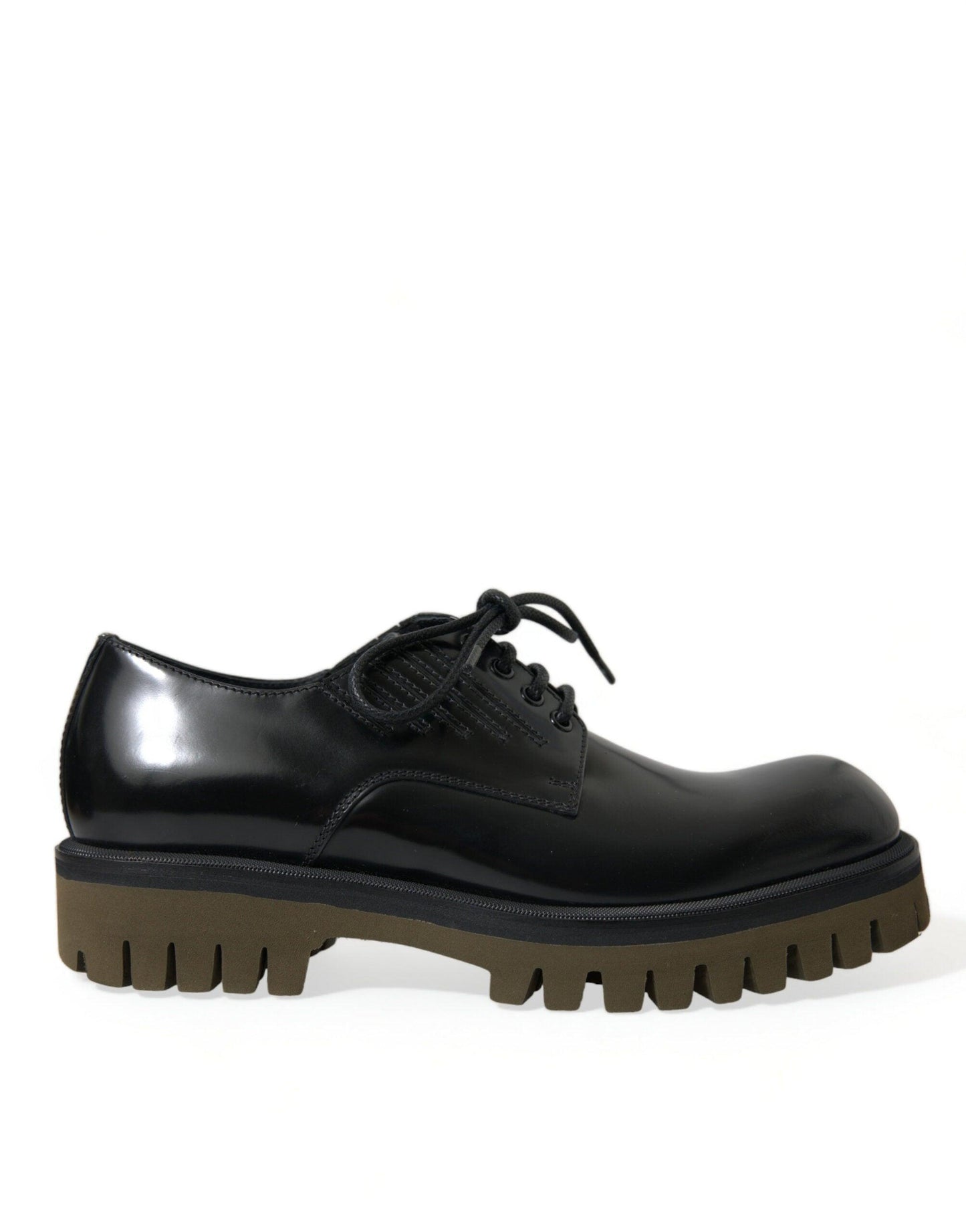 Dolce & Gabbana Elegant Black Leather Derby Dress Shoes - Arichezz.store