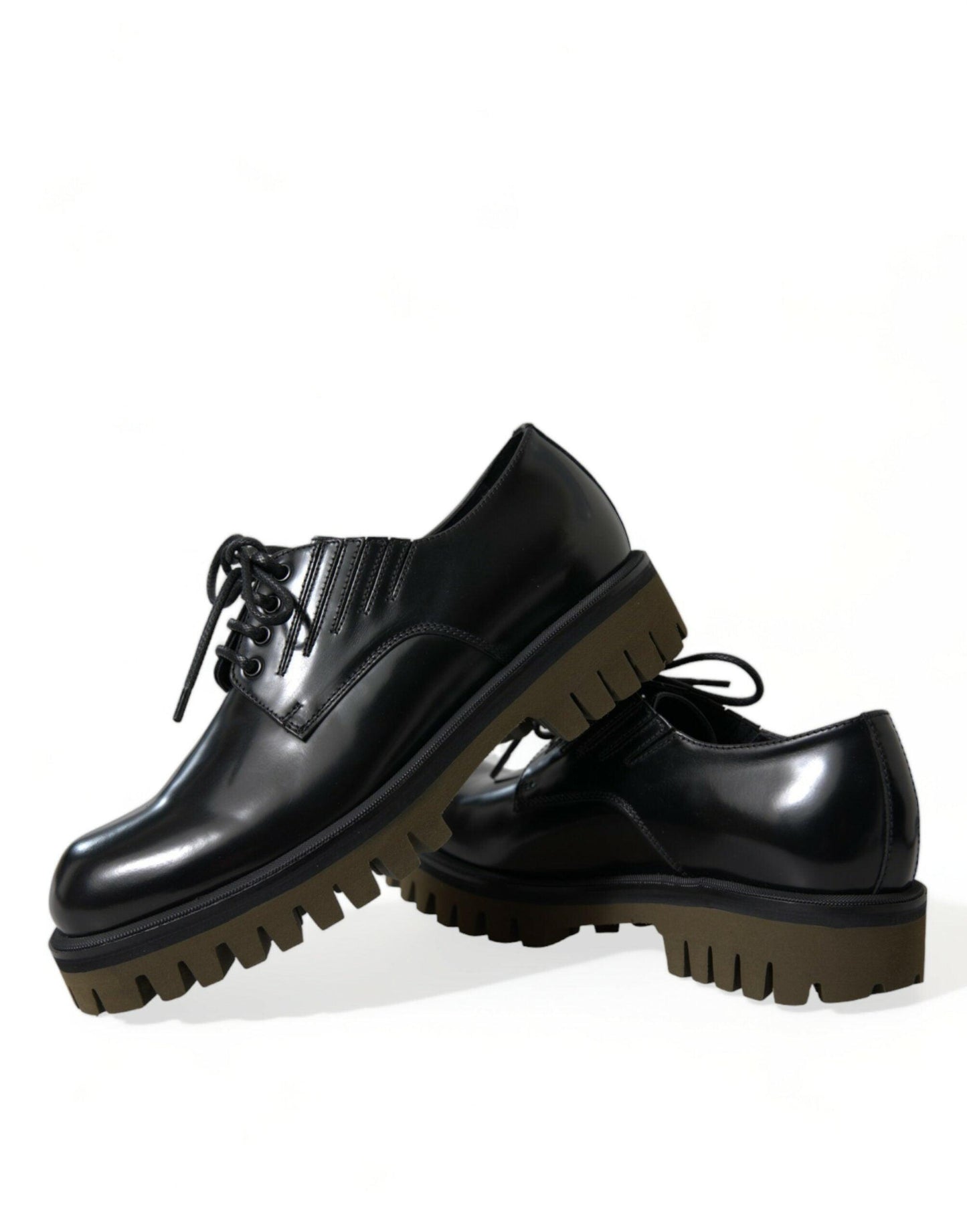 Dolce & Gabbana Elegant Black Leather Derby Dress Shoes - Arichezz.store