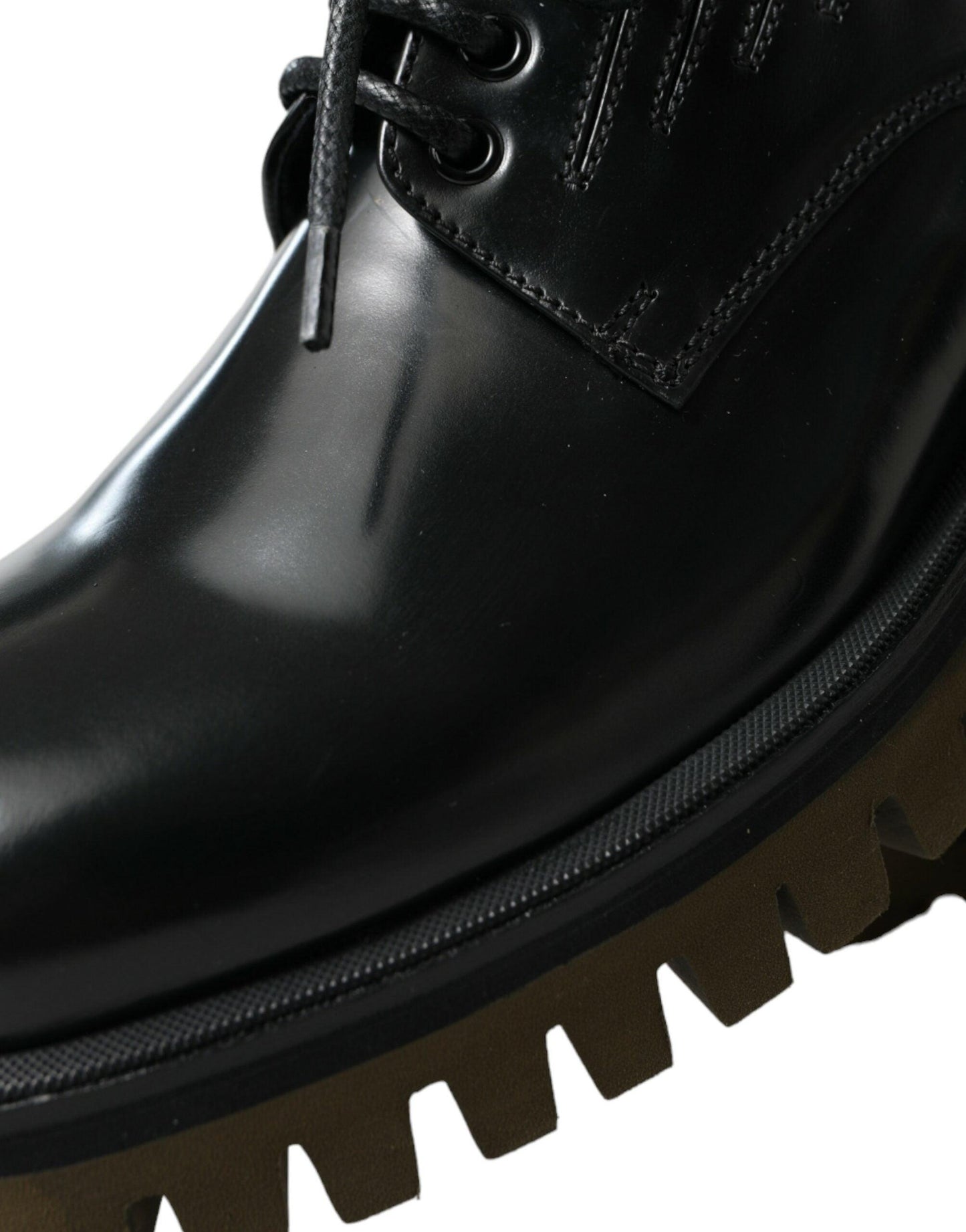 Dolce & Gabbana Elegant Black Leather Derby Dress Shoes - Arichezz.store