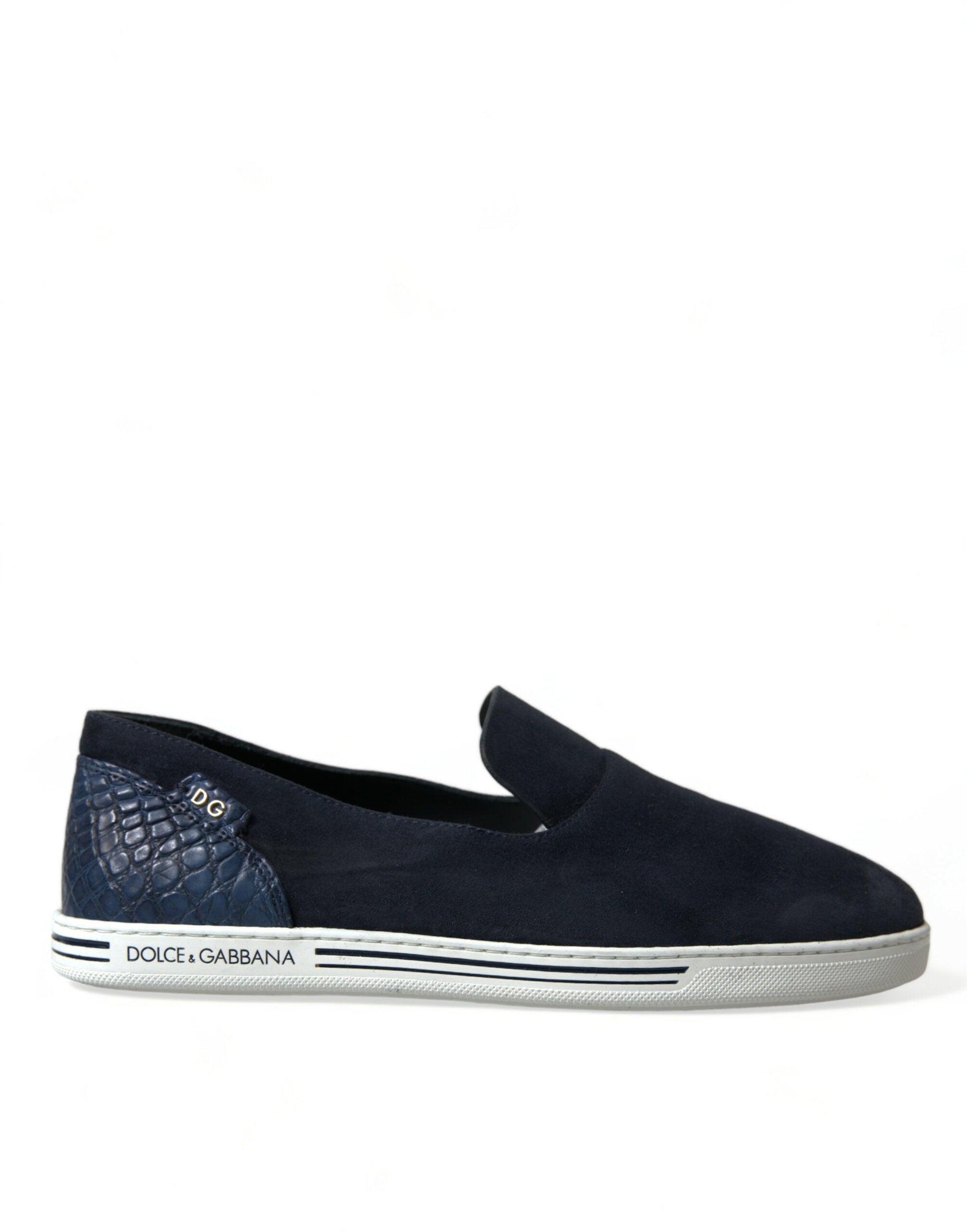 Dolce & Gabbana Elegant Blue Suede Leather Loafers - Arichezz.store