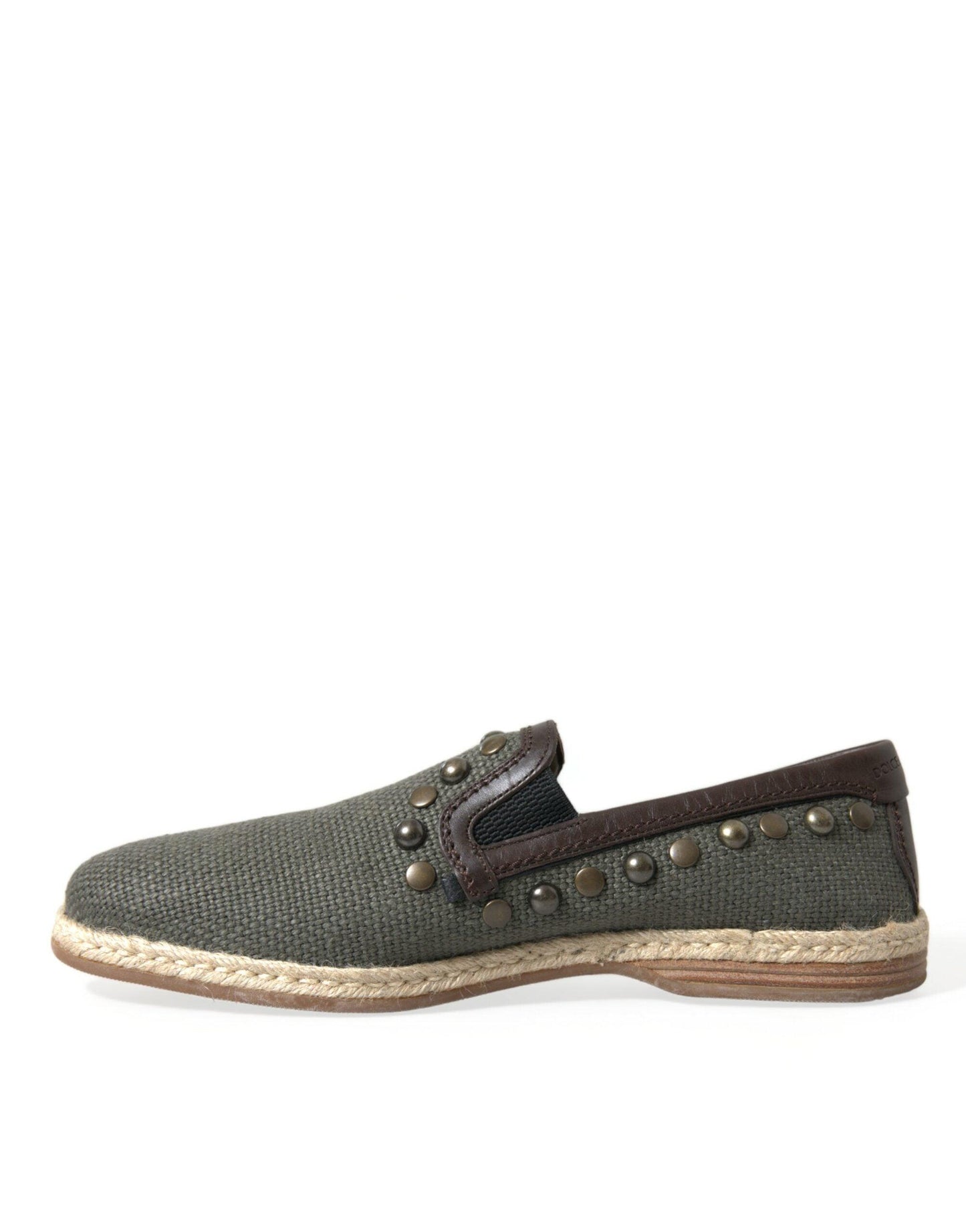 Dolce & Gabbana Studded Canvas Loafer Slipper Shoes - Arichezz.store