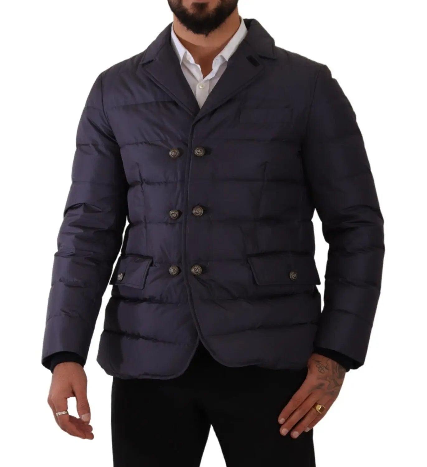 Dolce & Gabbana Elegant Dark Blue Silk Blend Jacket - Arichezz.store