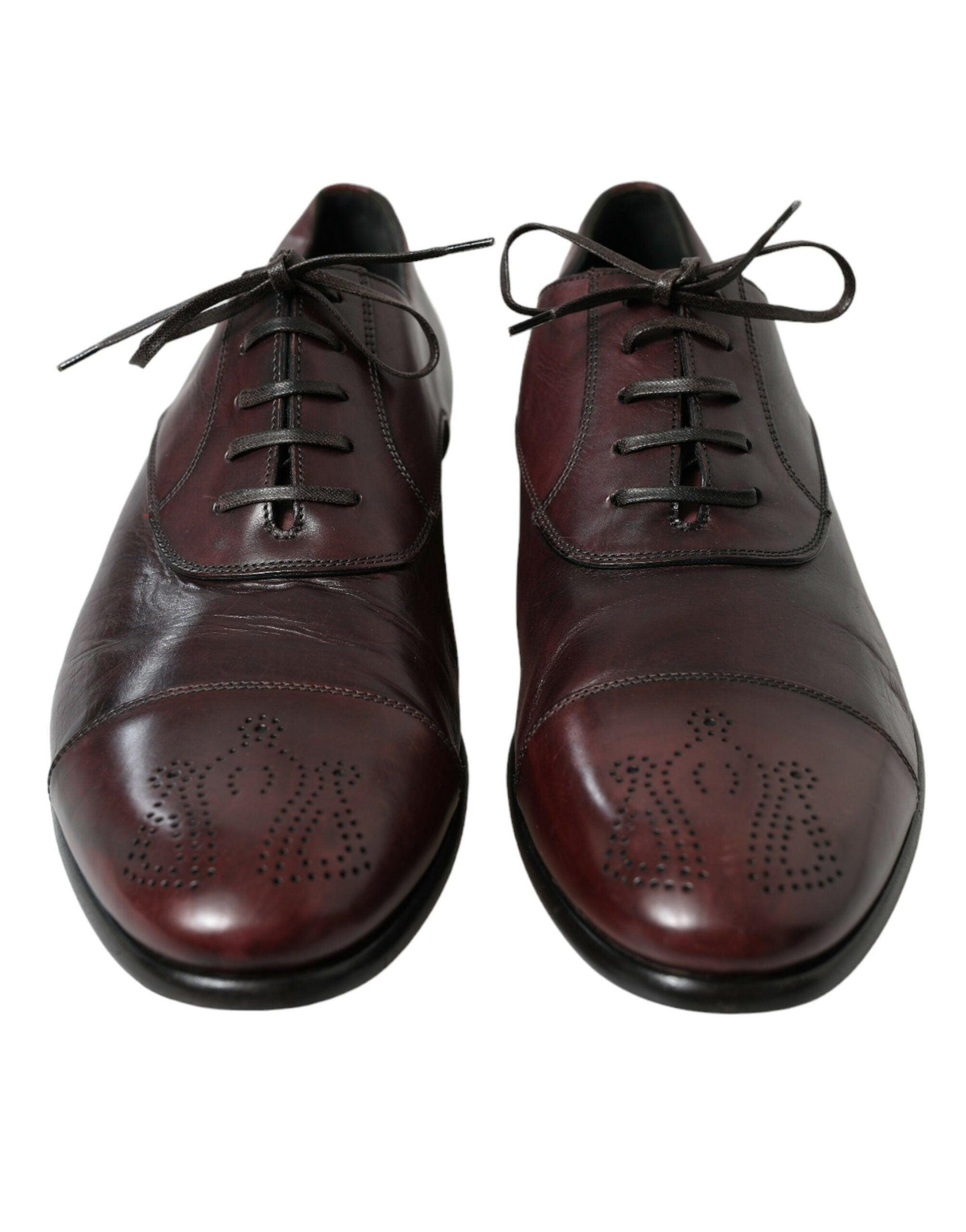 Dolce & Gabbana Elegant Burgundy Leather Derby Shoes - Arichezz.store