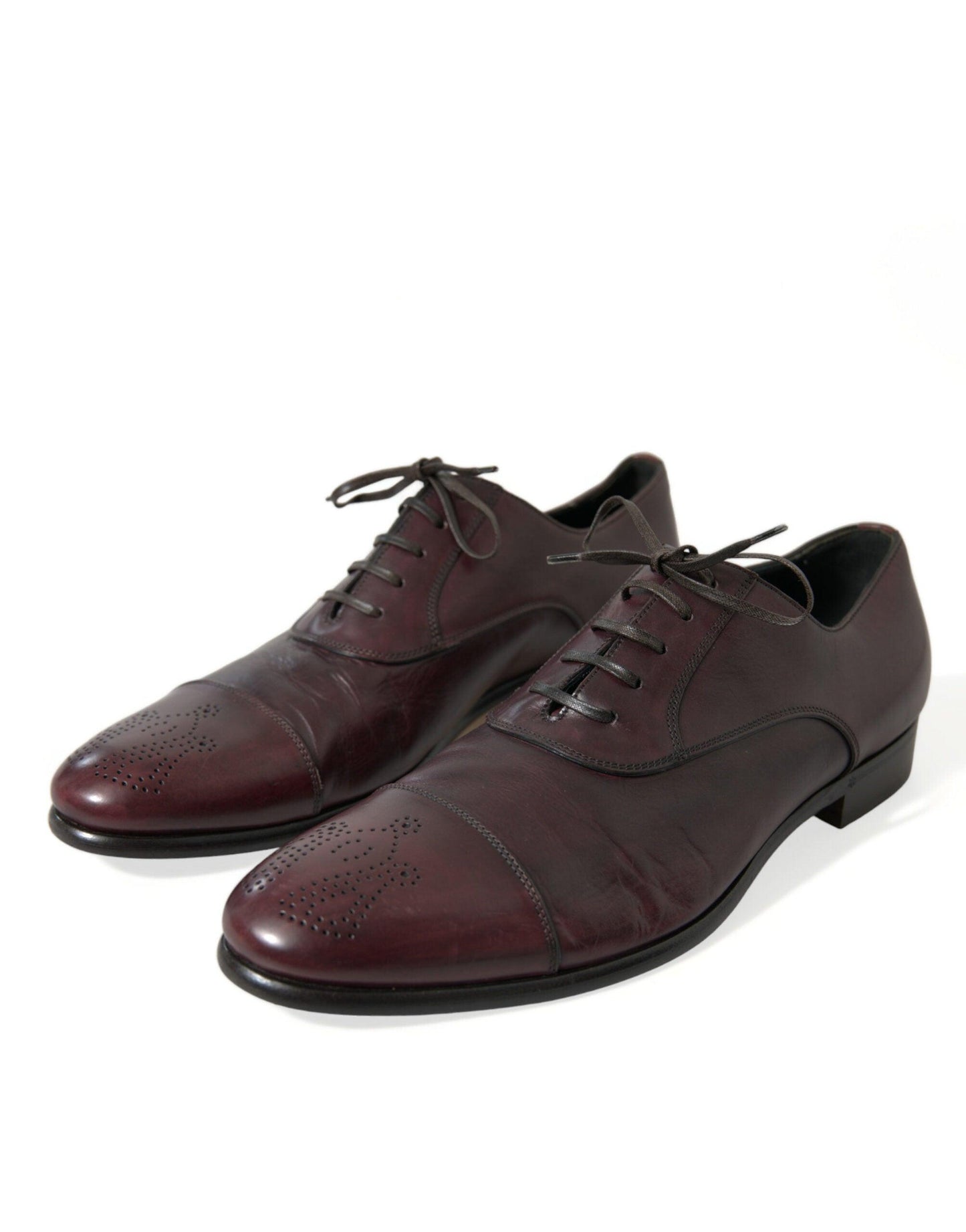 Dolce & Gabbana Elegant Burgundy Leather Derby Shoes - Arichezz.store