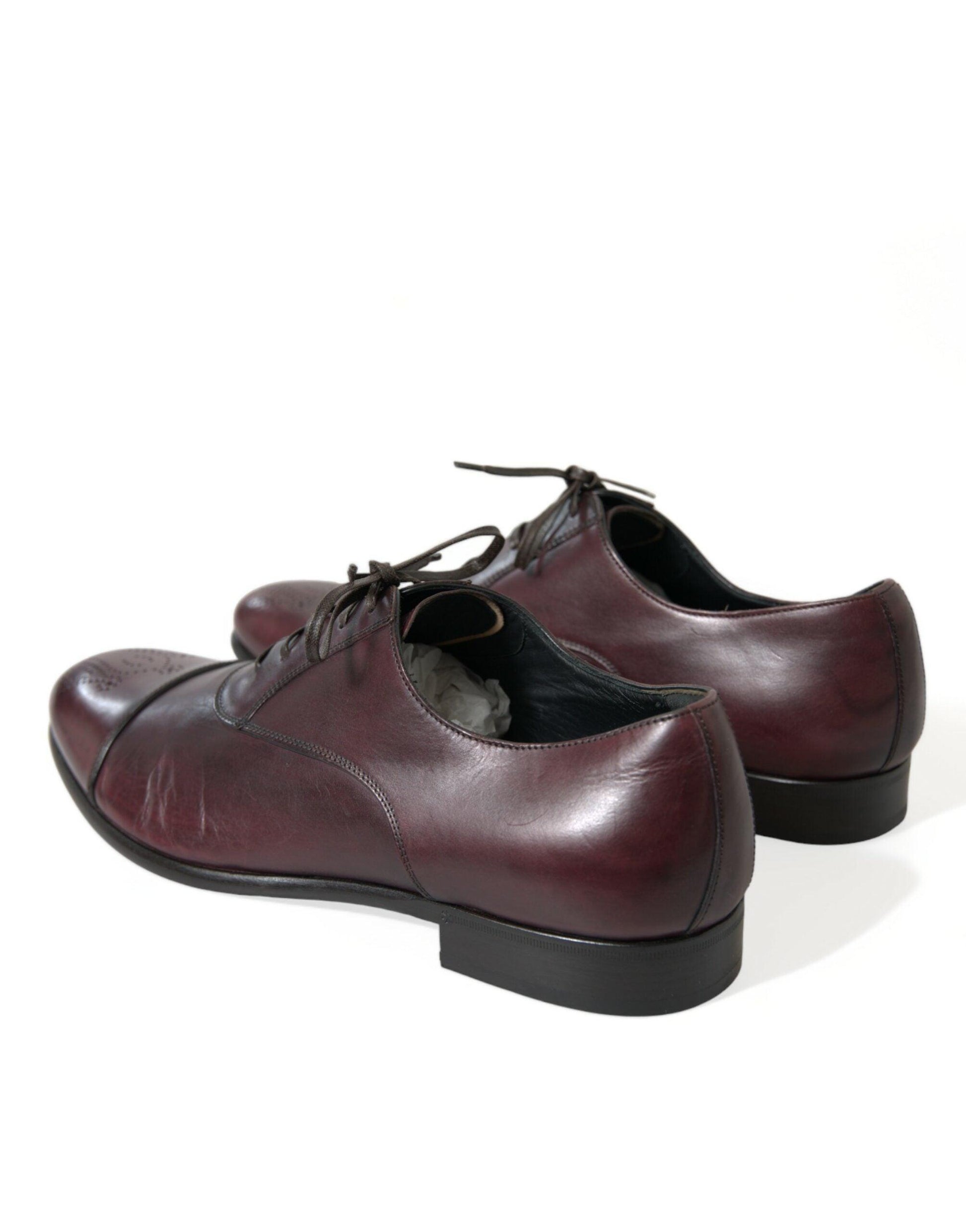 Dolce & Gabbana Elegant Burgundy Leather Derby Shoes - Arichezz.store