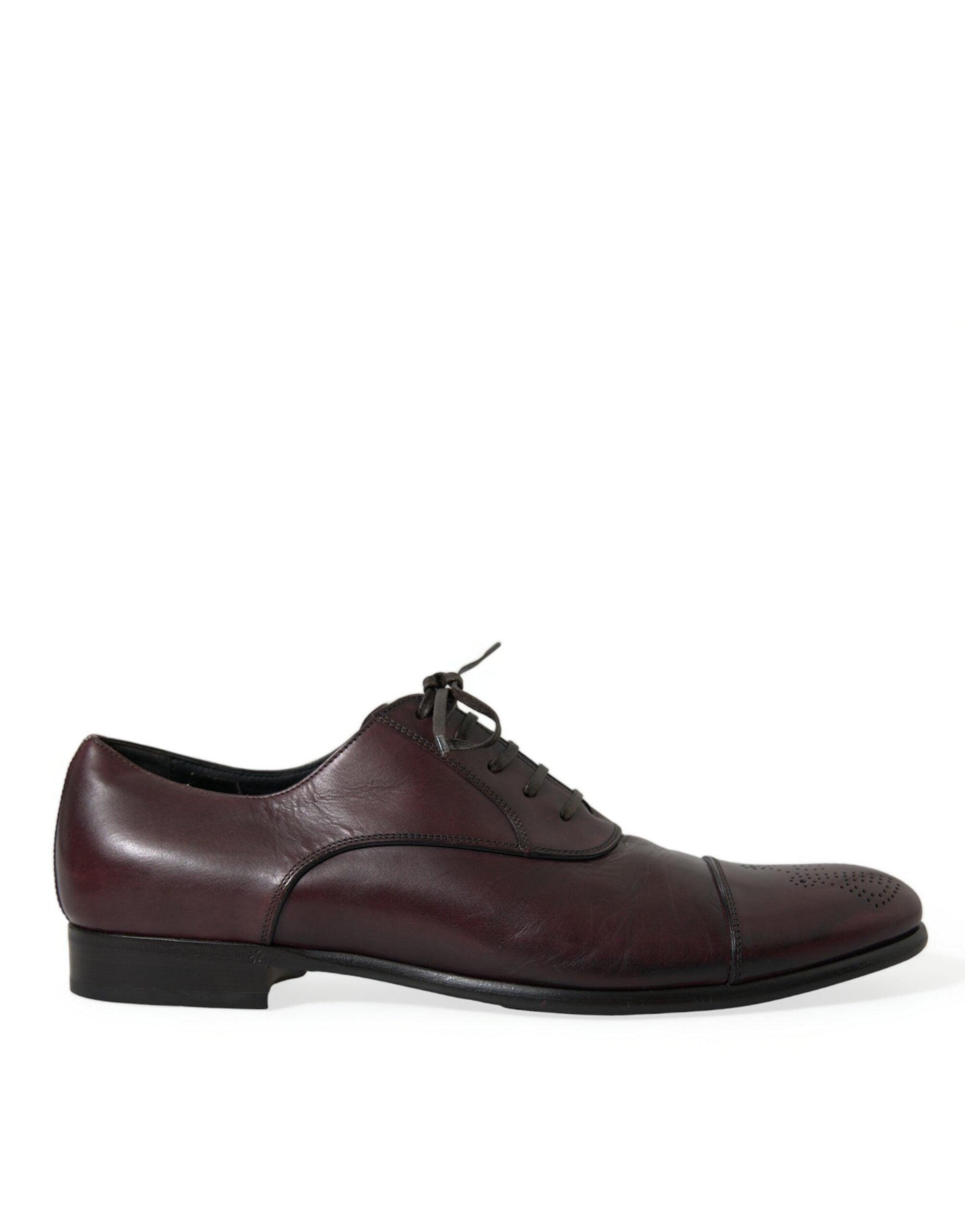 Dolce & Gabbana Elegant Burgundy Leather Derby Shoes - Arichezz.store