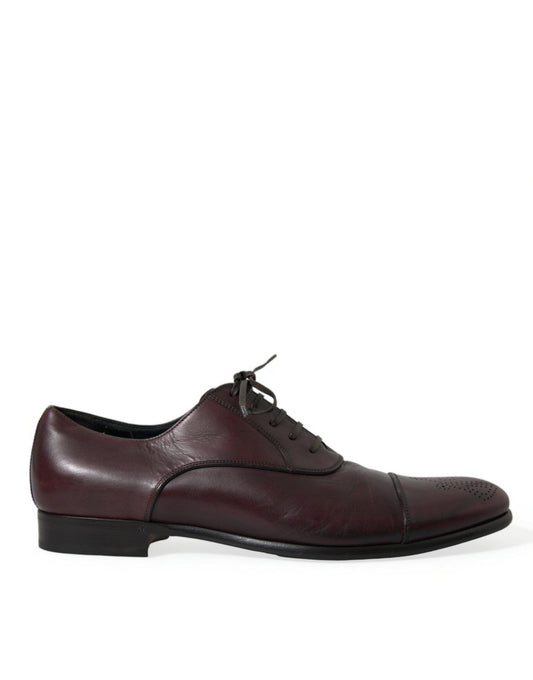 Dolce & Gabbana Elegant Burgundy Leather Derby Shoes - Arichezz.store